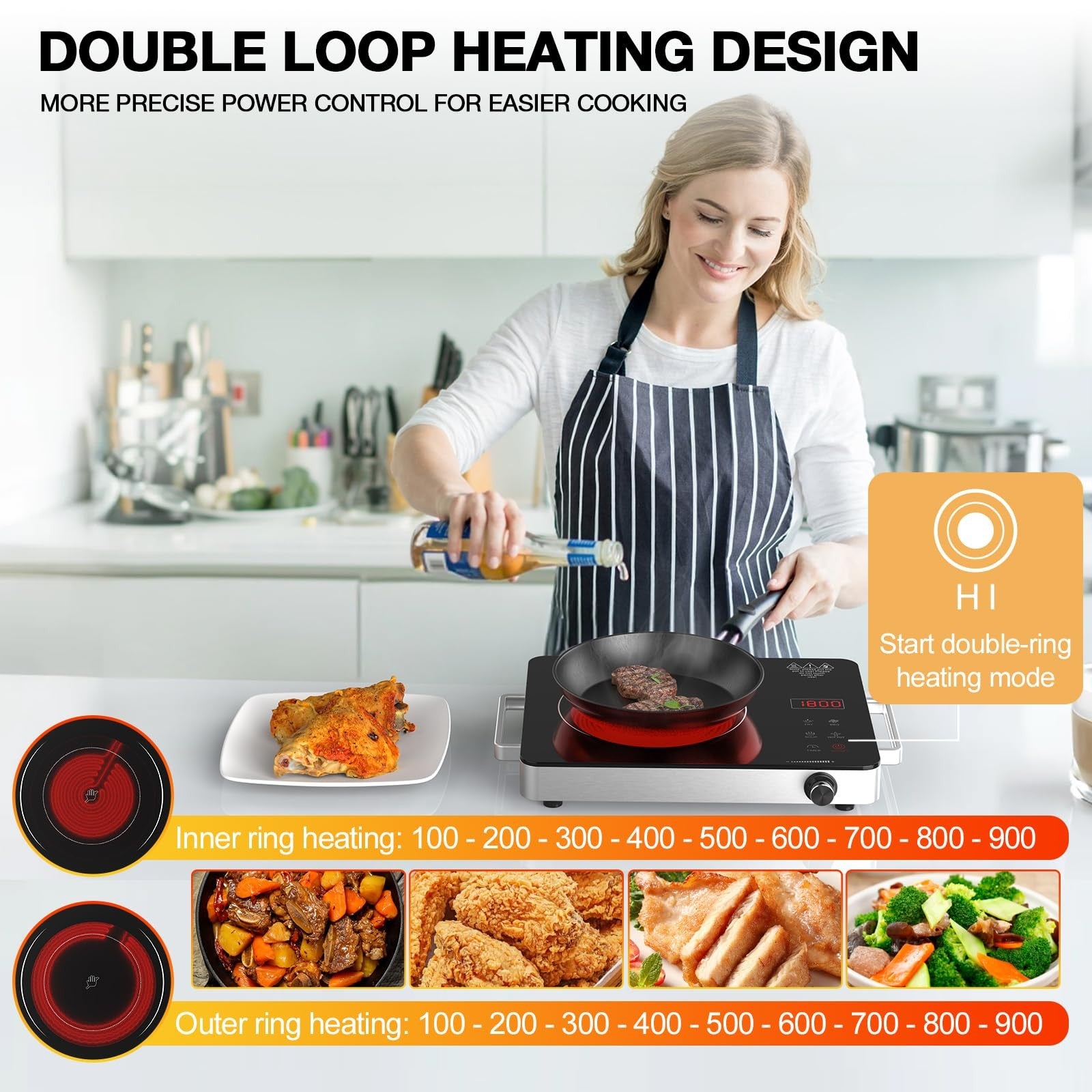 Portable GTKZW electric cooktop with 1800W single burner stove and plug, compact and efficient for versatile cooking.