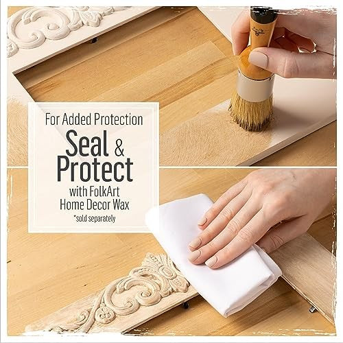 FolkArt Home Décor Chalk paint kit with white and tan colors, includes two 8 fl oz bottles of ultra matte acrylic paint.