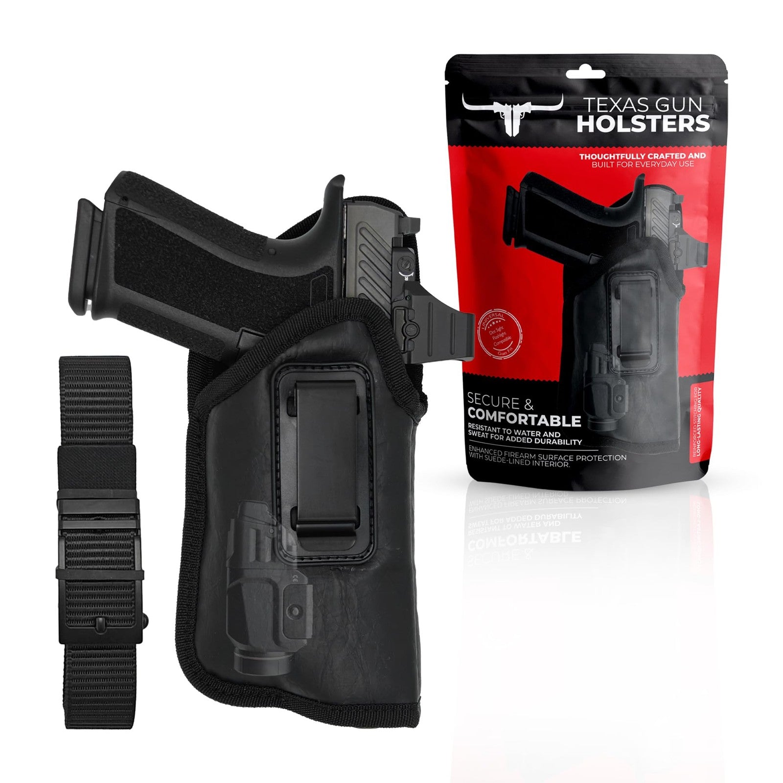 Texas Gun Holsters IWB concealed inside-the-waistband gun holster bundle for comfortable, secure pistol carry.