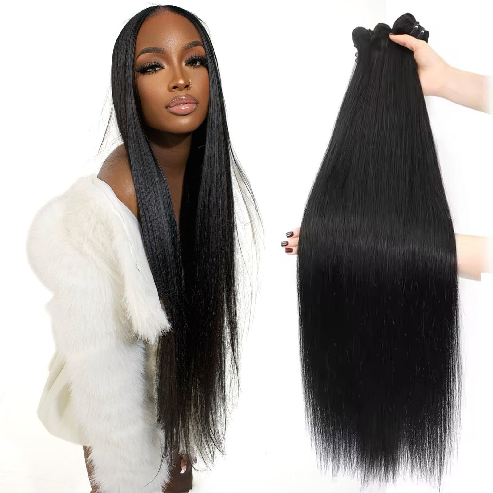 Yuccy 100g bundle of straight virgin Indian human hair, 20 inches, natural color, high-quality 16A grade hair bundle.