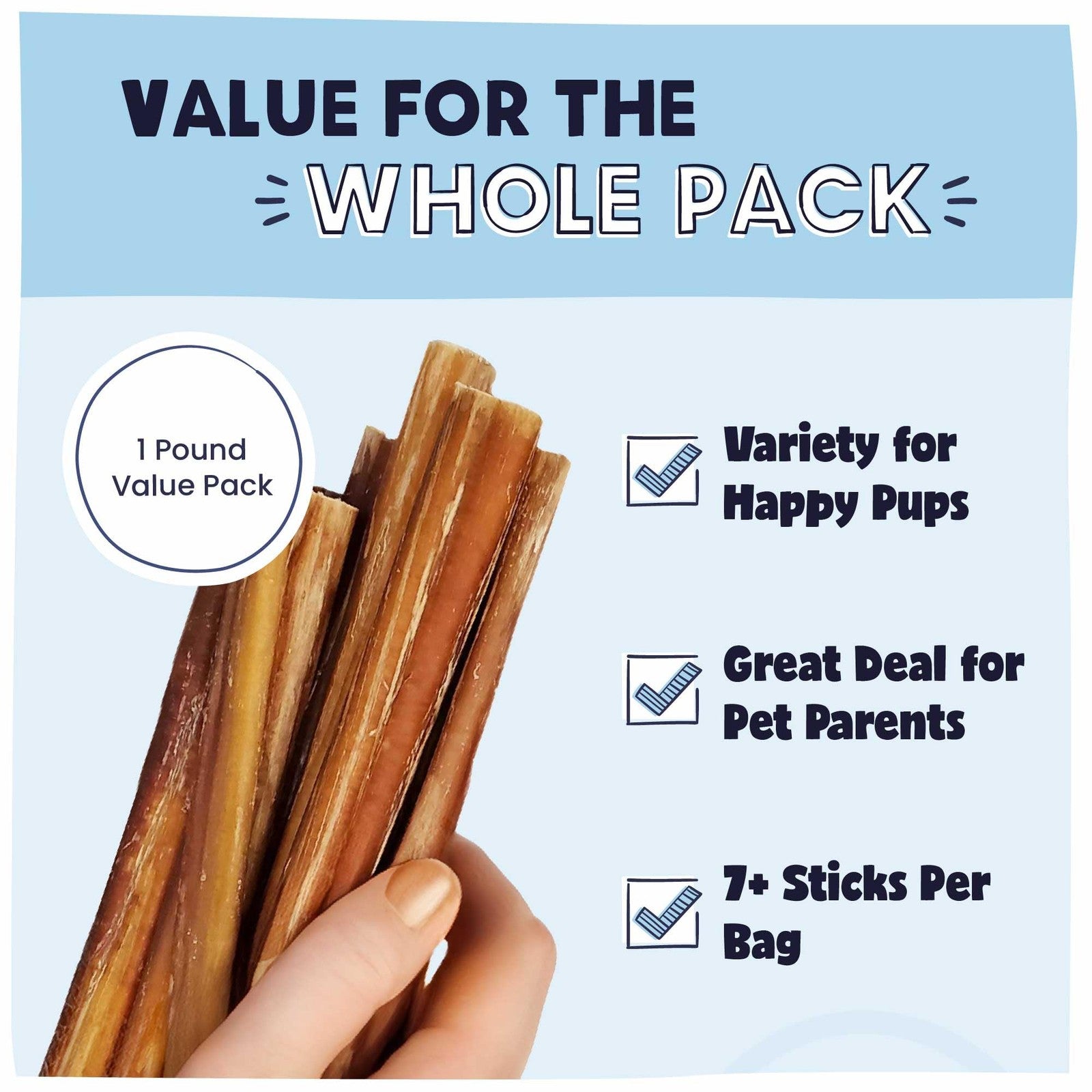 Pawstruck 8-12 inch bully sticks for dogs, rawhide-free and long-lasting, shown in a natural setting with a dog chewing.