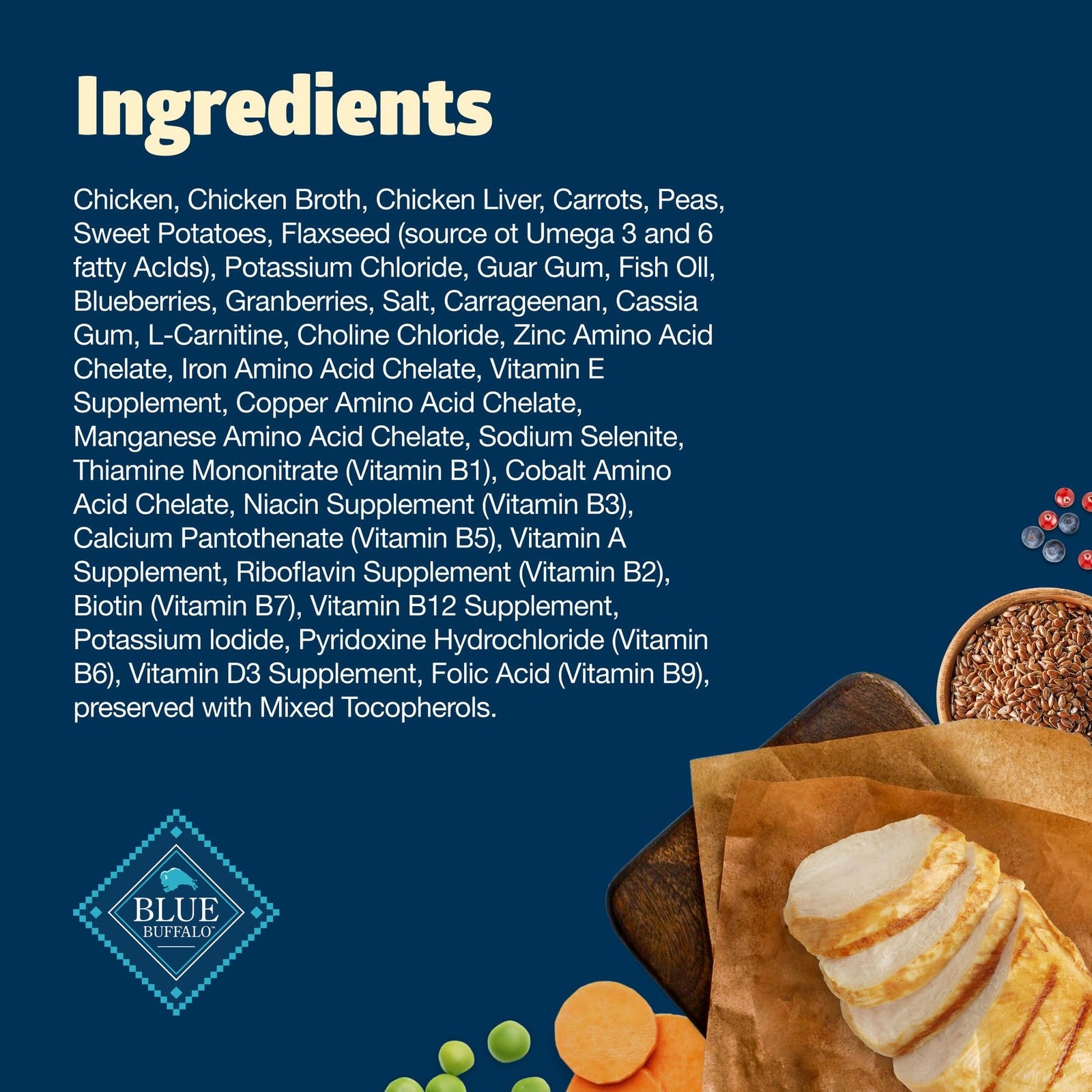 Blue Buffalo Freedom grain-free wet dog food for small breeds with chicken, showing a bowl filled with moist dog food.