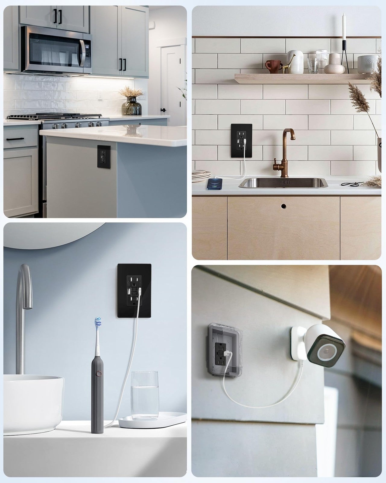 SURAIELEC 15 Amp GFCI outlet with USB ports and self-test function, mounted on a wall with electrical wiring visible