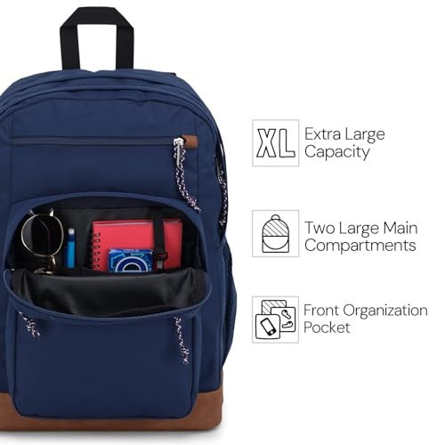 JanSport Cool backpack with large laptop sleeve, two compartments, and rucksack design for carrying computers and essentials.