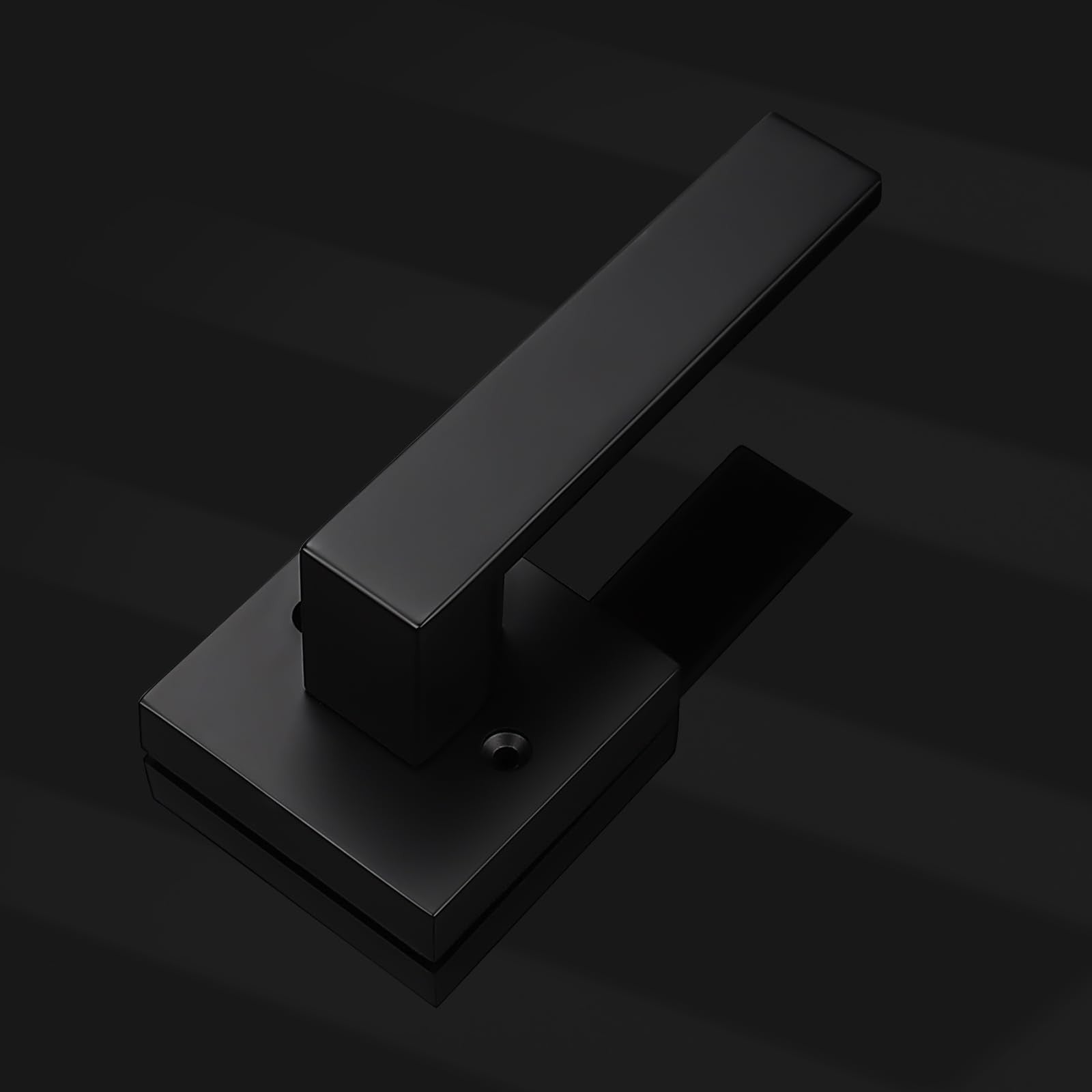 Probrico matte black stainless steel half-dummy door lever with a square design, non-turning for decorative use on doors.