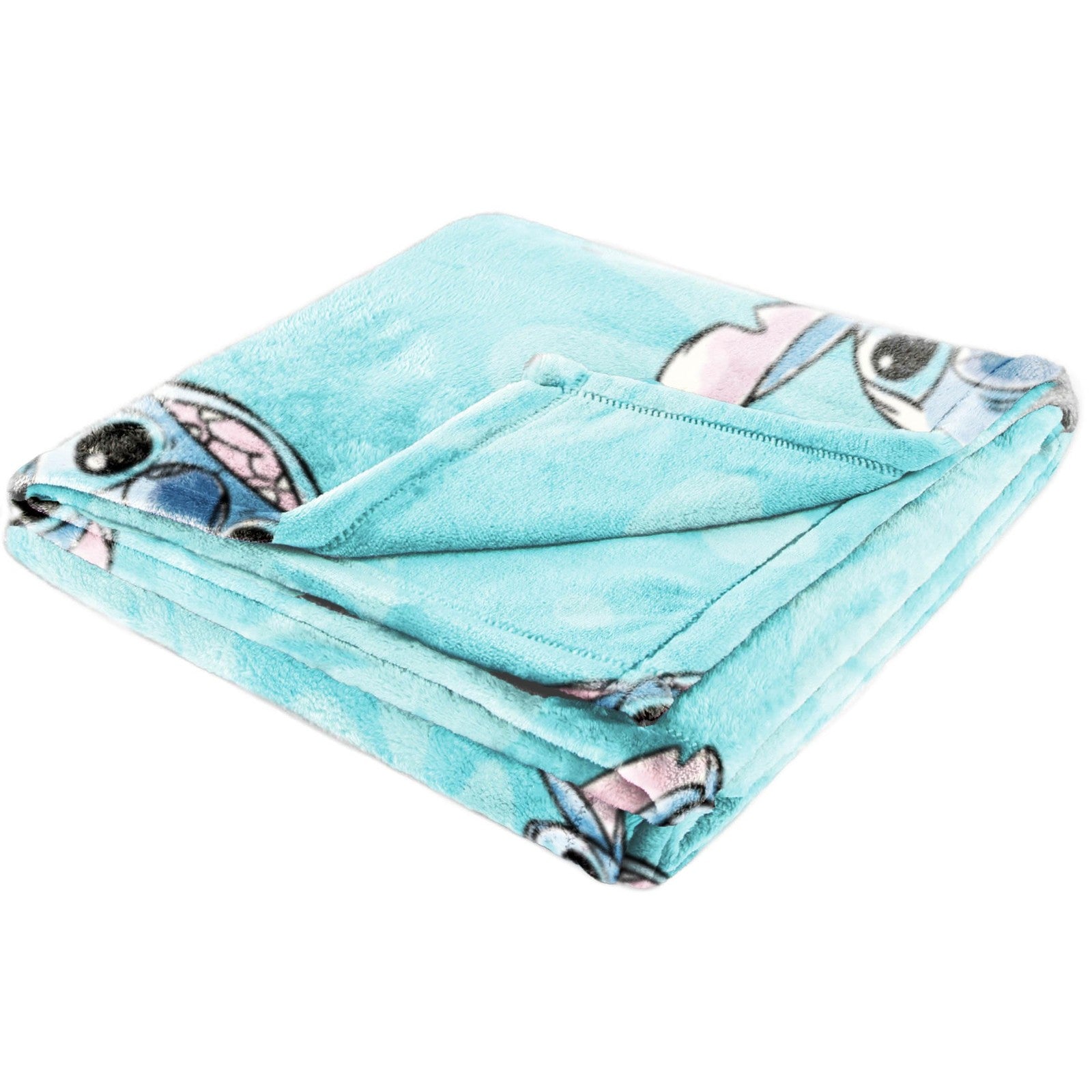 Jay Franco Lilo & Stitch plush fleece throw blanket featuring cartoon design, 46x60 inches, soft and cozy for kids.