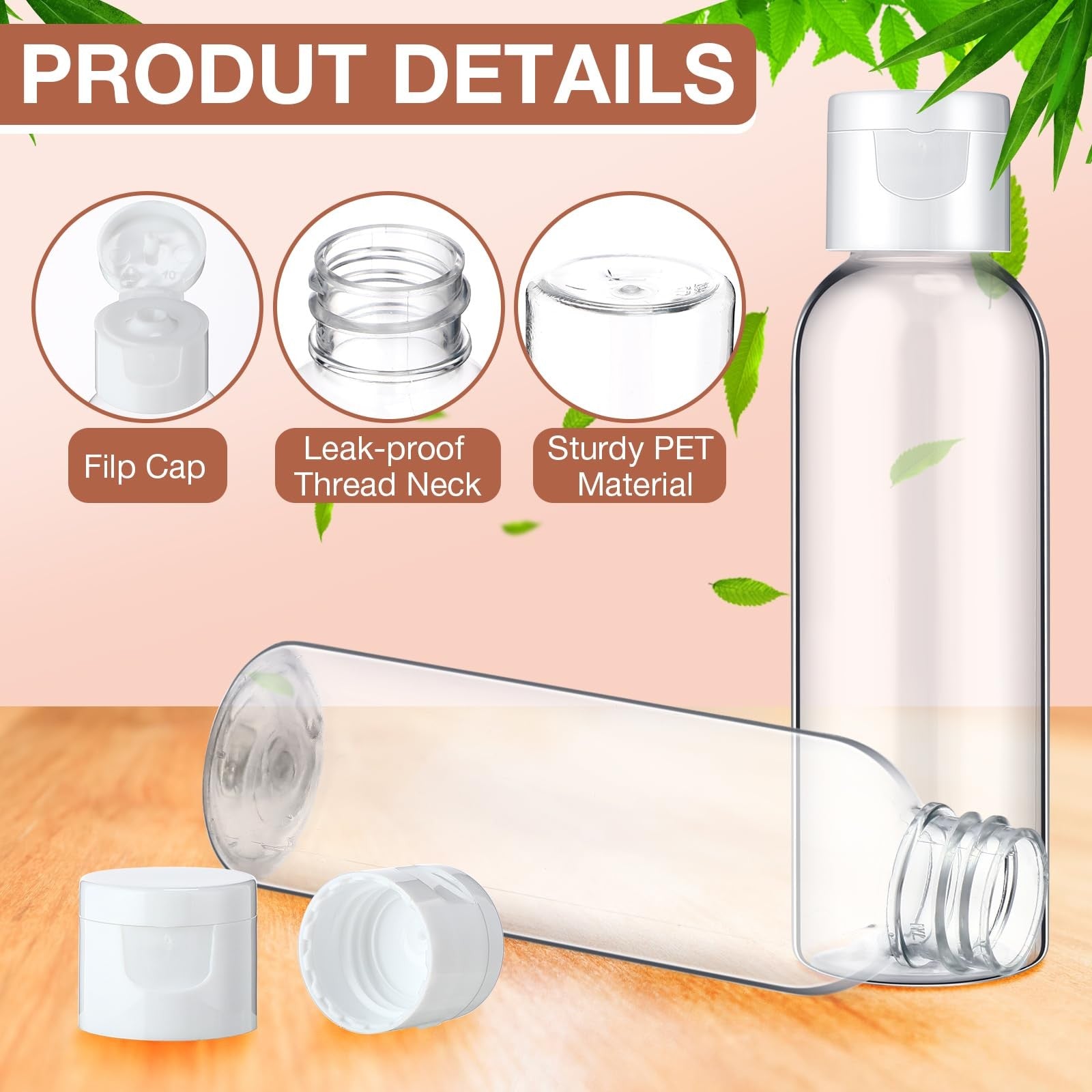 Zhehao 200-pack of 2oz clear plastic travel bottles with flip caps for liquids and toiletries, ideal for travel and storage.