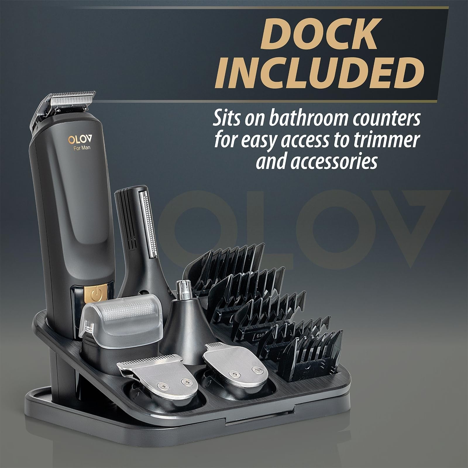 OLOV For Man beard trimmer and grooming kit with various attachments and hair clipper, all-in-one men's grooming tools.