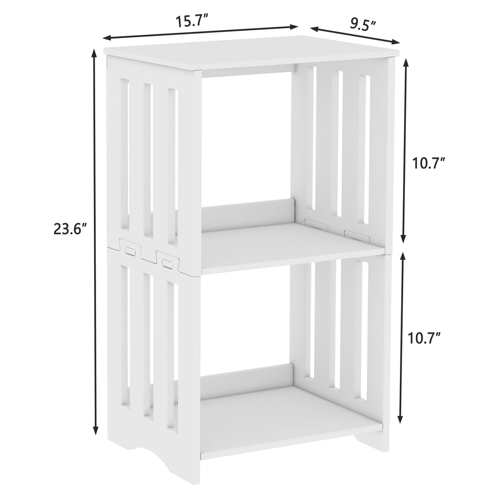 HAYOFAMY 3-tier white end tables set of 2 with small bookshelf design, ideal for bedroom or living room side table decor