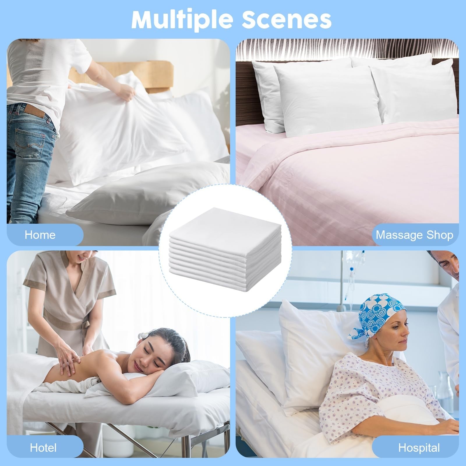 Shimeyao 24-pack zippered pillow protectors in standard size, showing fabric material and zipper closure on white pillows.