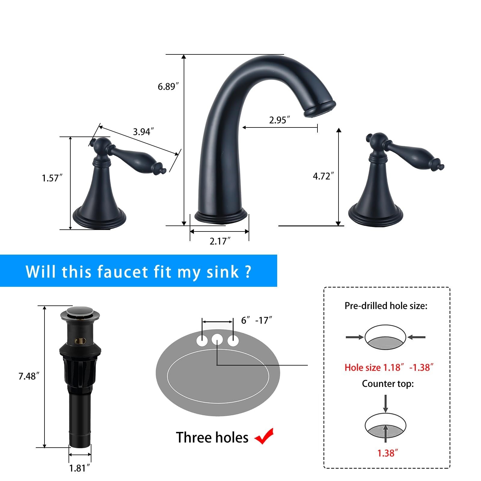 SaniteModar black brass bathroom sink faucet with widespread design, modern style, and sleek finish for contemporary bathrooms.