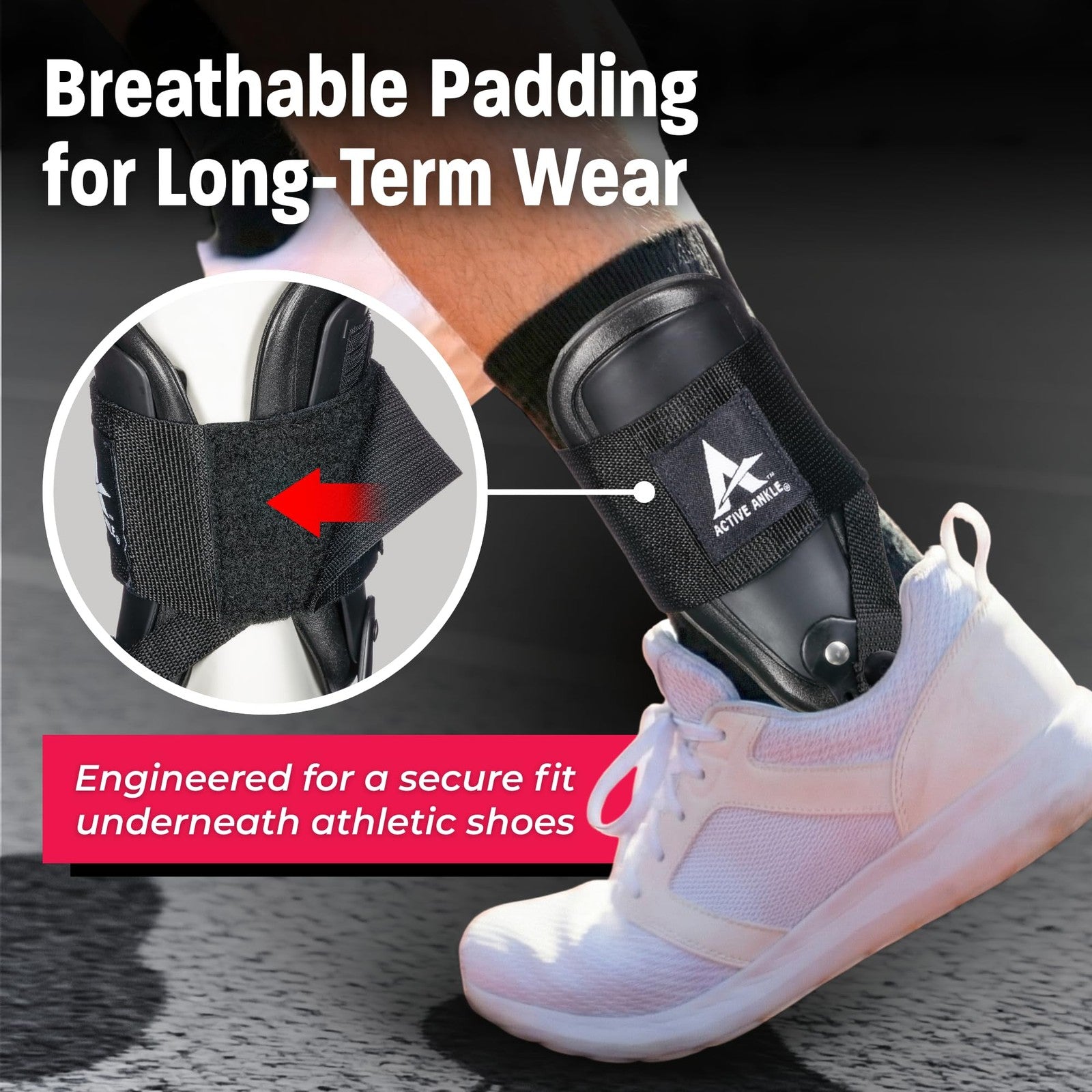 Black Cramer Active Ankle T2 ankle brace providing support for men and women, shown on an ankle in a natural position.