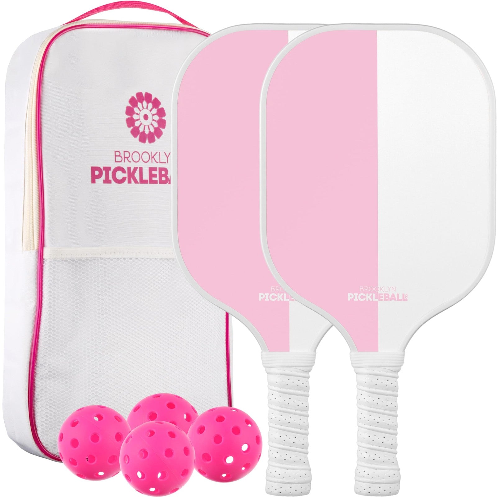 Set of two Brooklyn Pickleball Co. premium carbon fiber paddles with USAPA approval, featuring sleek black and blue design.