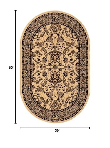 Unique Loom Sialk Hill Collection area rug in Washington 3'3" x 5'3" oval with intricate pattern and warm tones.