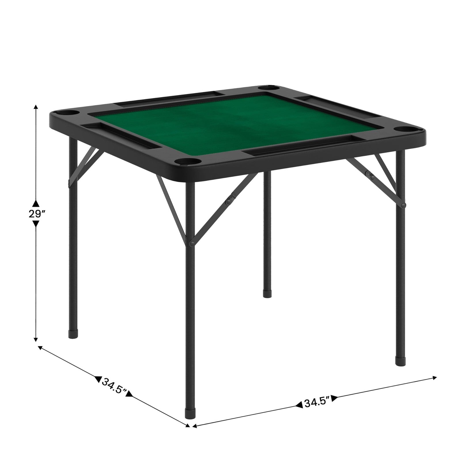 Flash Furniture Silas 34.5-inch square folding card table with green felt playing surface, ideal for games and gatherings.