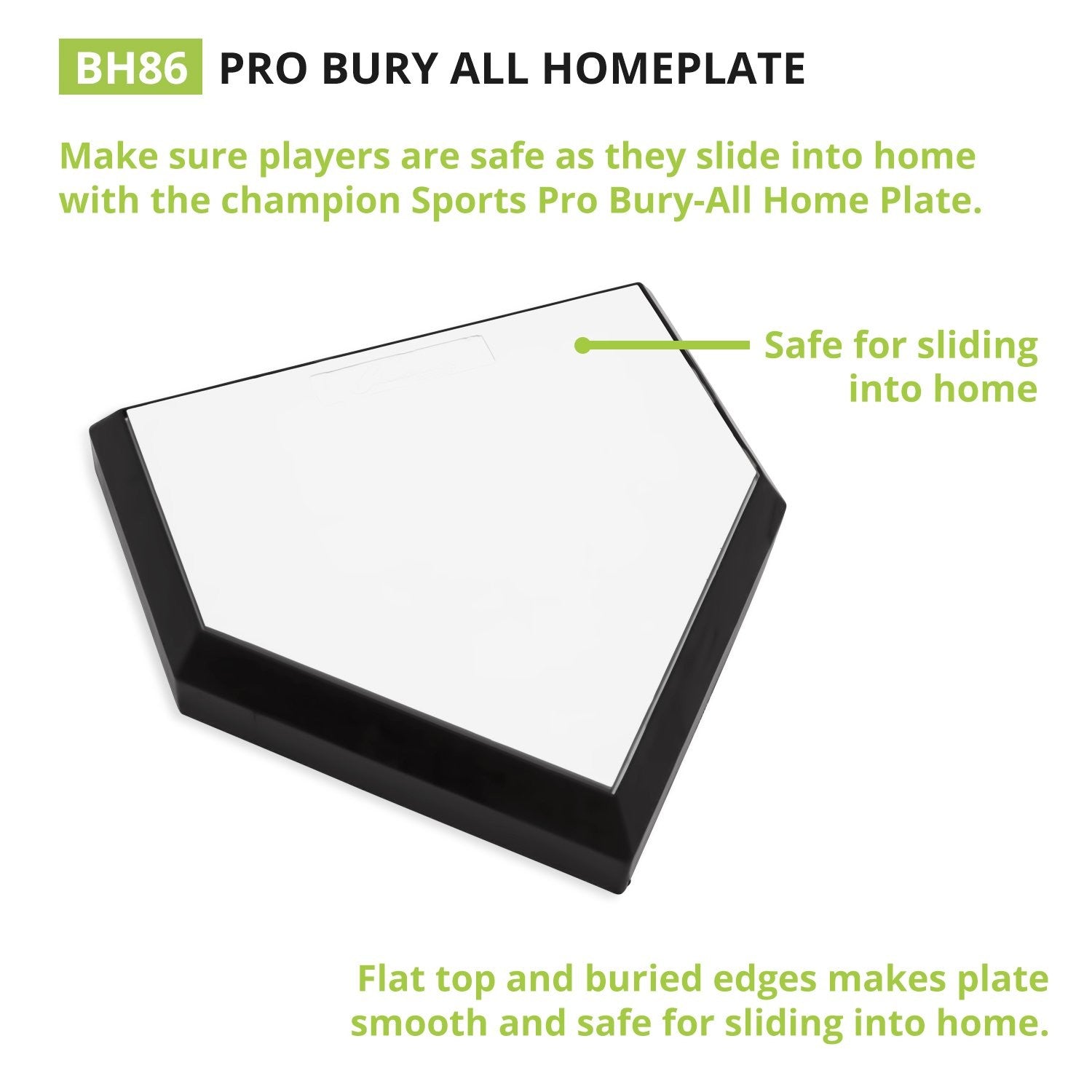Champion Sports Pro Bury All home plate with waffle bottom, durable rubber baseball umpire or catcher homeplate for sports use.