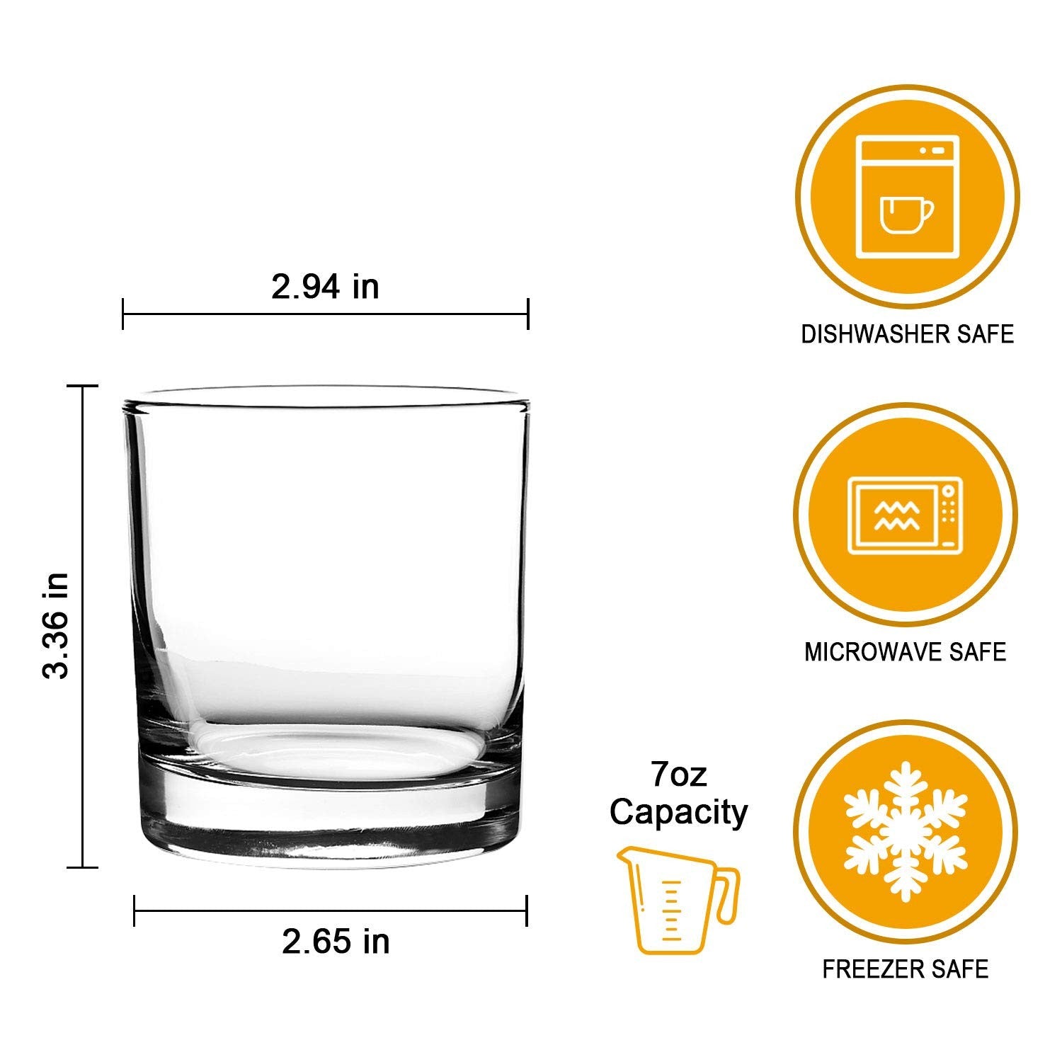 Qappda clear 7oz old fashioned cocktail glass with heavy base, perfect for serving drinks in a stylish, sturdy design.