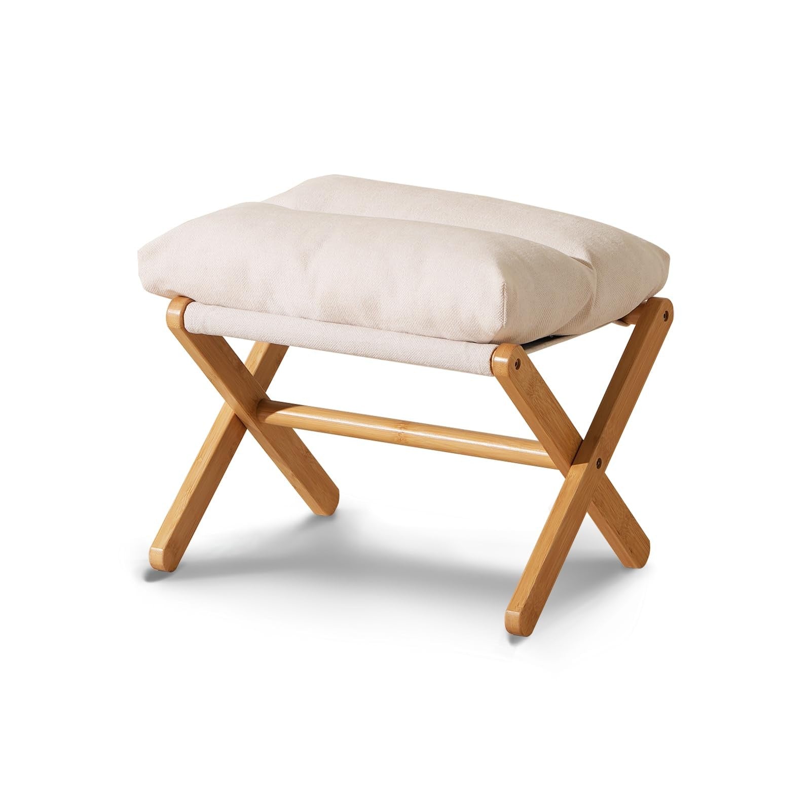 Baveke bamboo foldable ottoman foot rest with U-shaped design, small portable foot stool for added comfort and support.