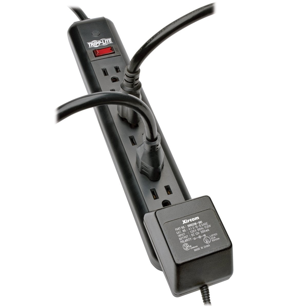 Tripp Lite 7-outlet power strip with black housing, NEMA 5-15R receptacles, 25-foot cord, and 5-15P plug