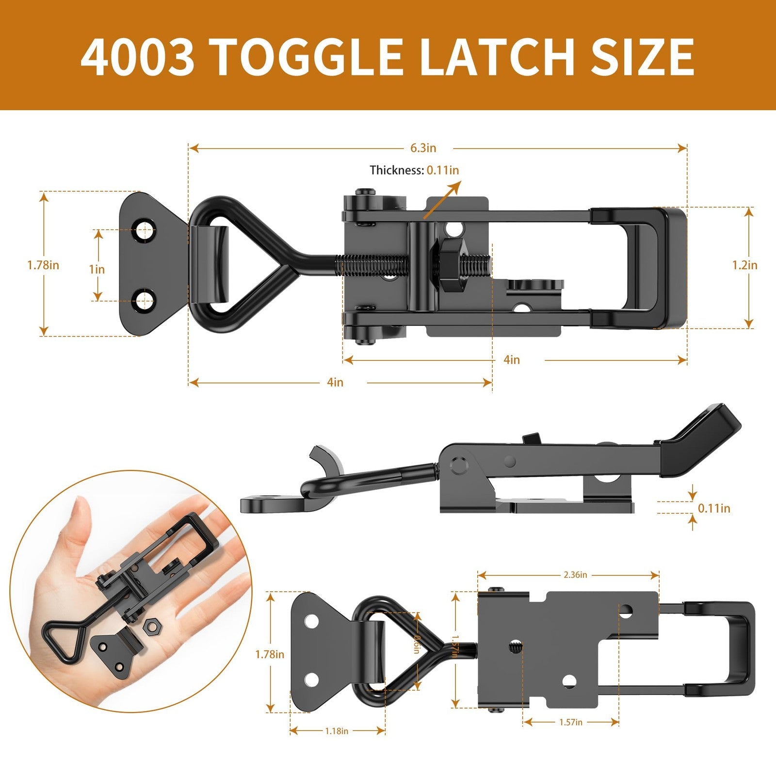 Redovant 8-pack heavy-duty toggle clamp latch with quick release, black finish, and 1320lbs capacity for secure fastening.