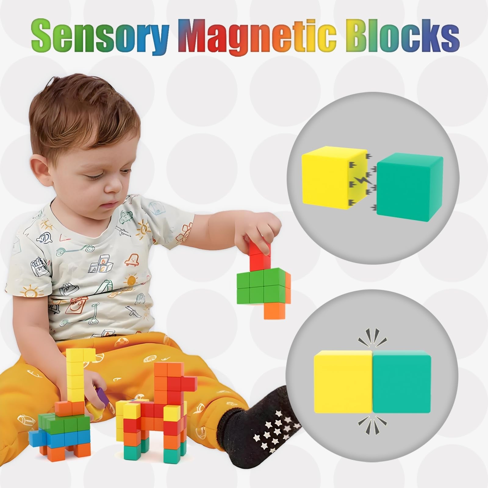 BananMelonBM magnetic building blocks for toddlers, 100-piece set, featuring colorful geometric shapes for creative play and learning.