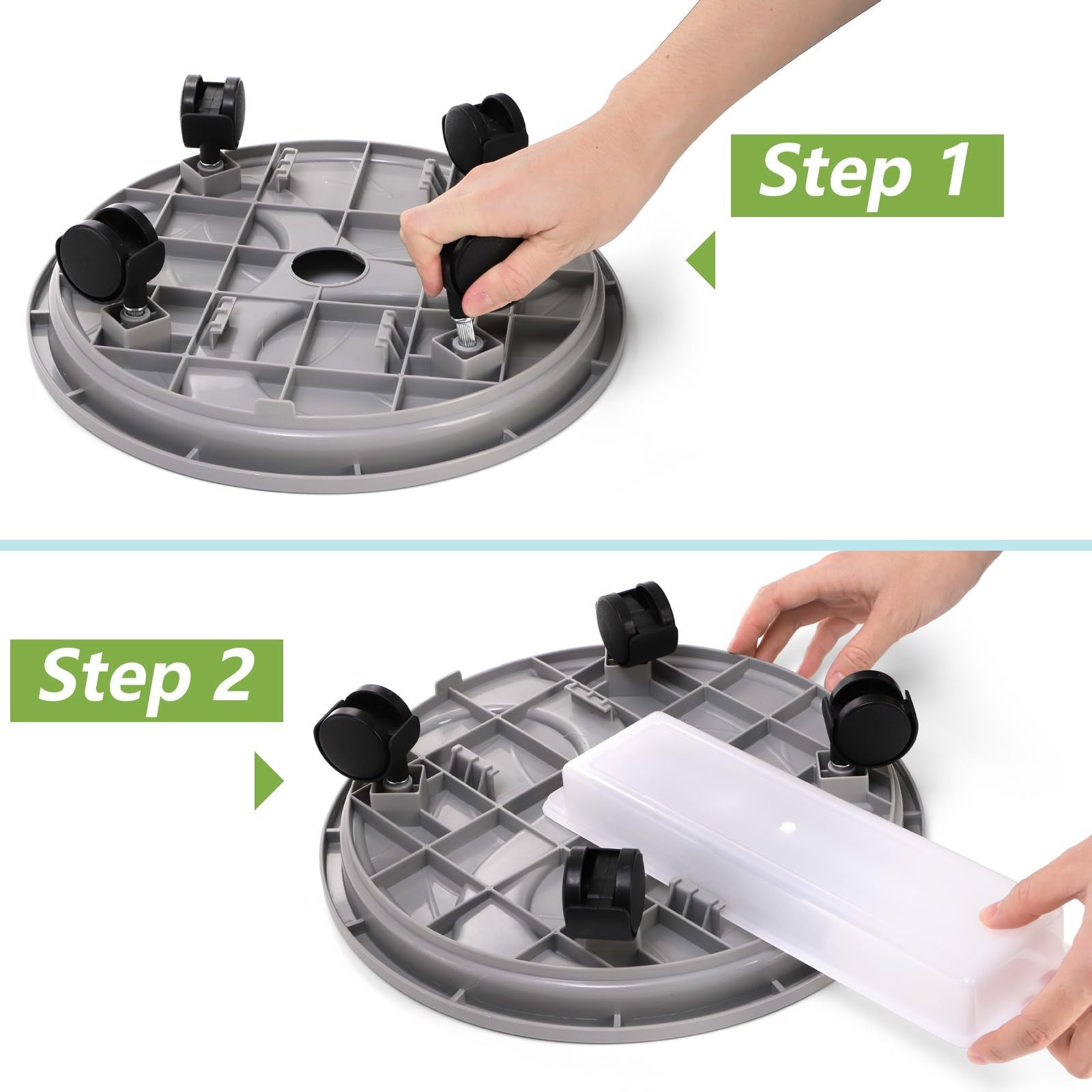 Nagpew 3-pack 12-inch heavy-duty plant caddies with wheels for plant pots, featuring drainage trays and durable construction.
