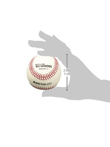 Wilson A1010 HS1 Pro Series SST baseballs, a dozen, with white leather covers and red stitching, displayed on a white background.
