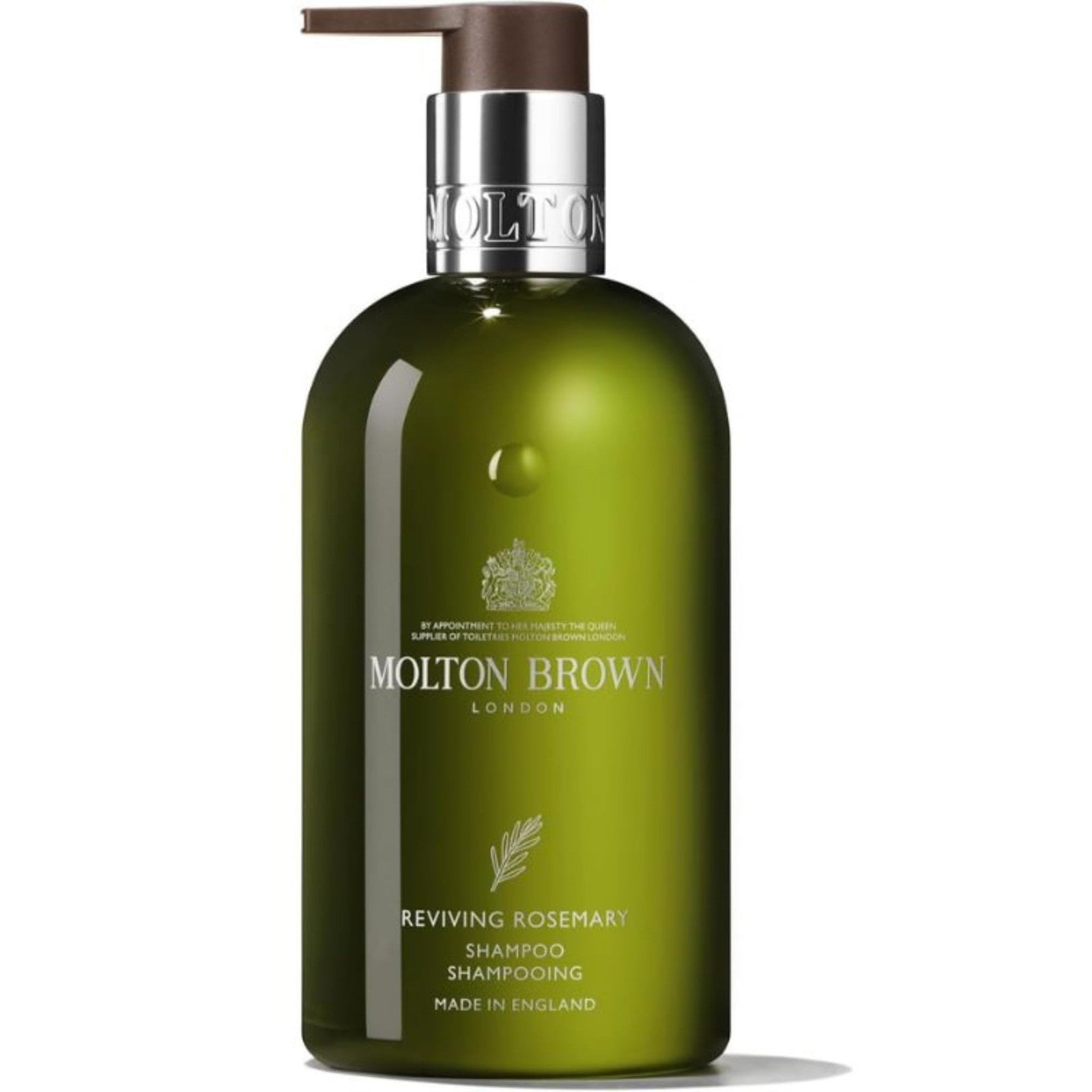 Molton Brown Reviving Rosemary Shampoo in 10 fl oz bottle, featuring fresh rosemary and natural ingredients for revitalized hair.