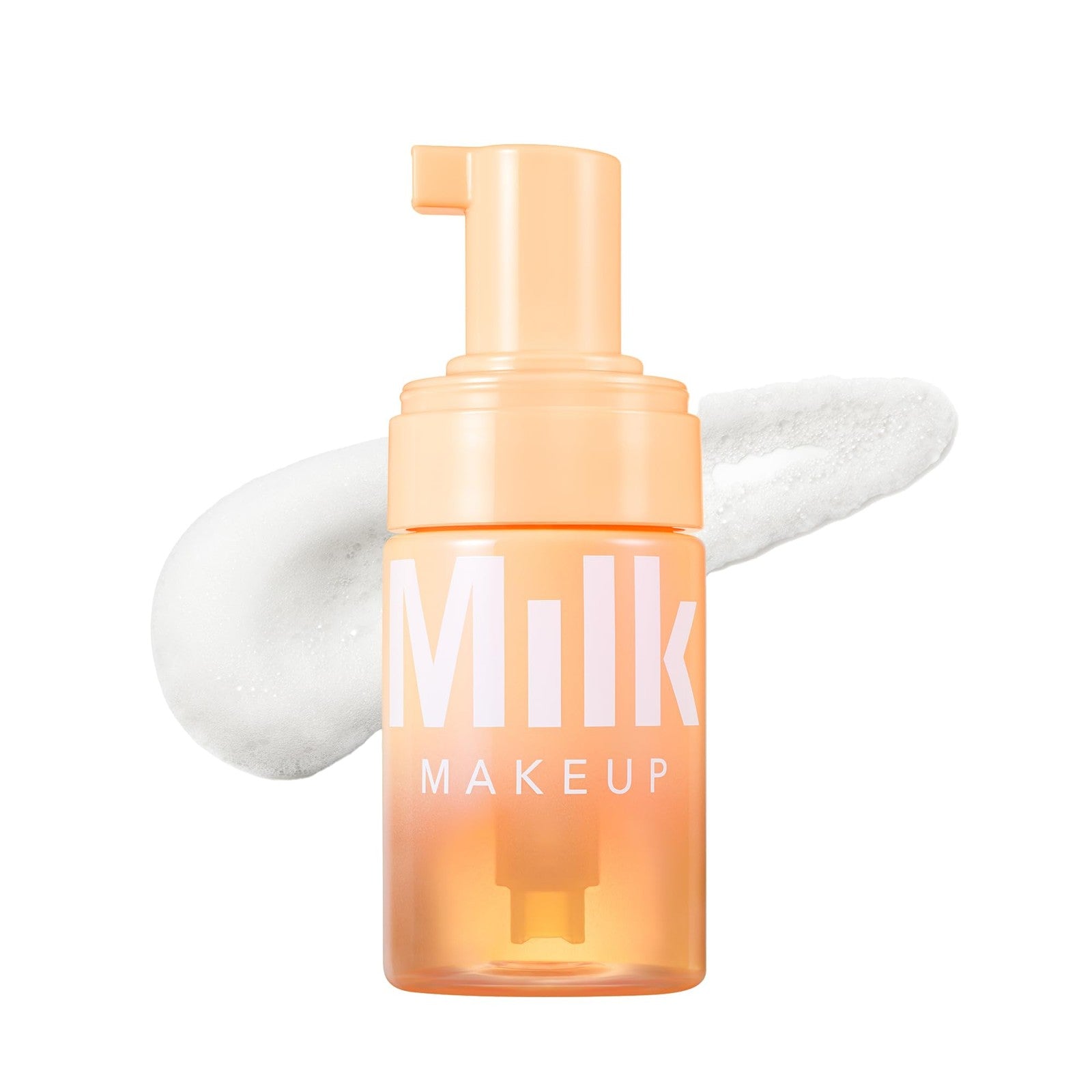 Milk Makeup Cloud Glow Foam Brightening Primer applied on a face, showcasing a smooth, luminous complexion and lightweight texture.