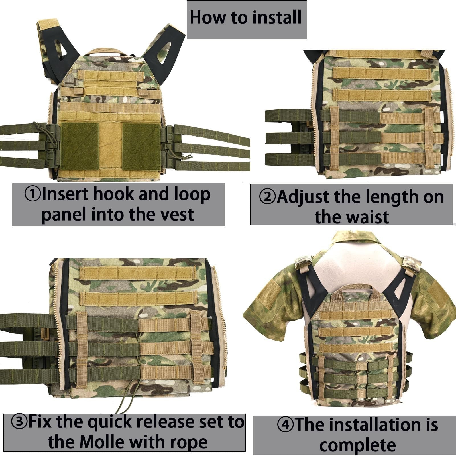 Tactifans MOLLE quick release buckle cummerbund adapter vest showing durable nylon straps and quick release buckles.