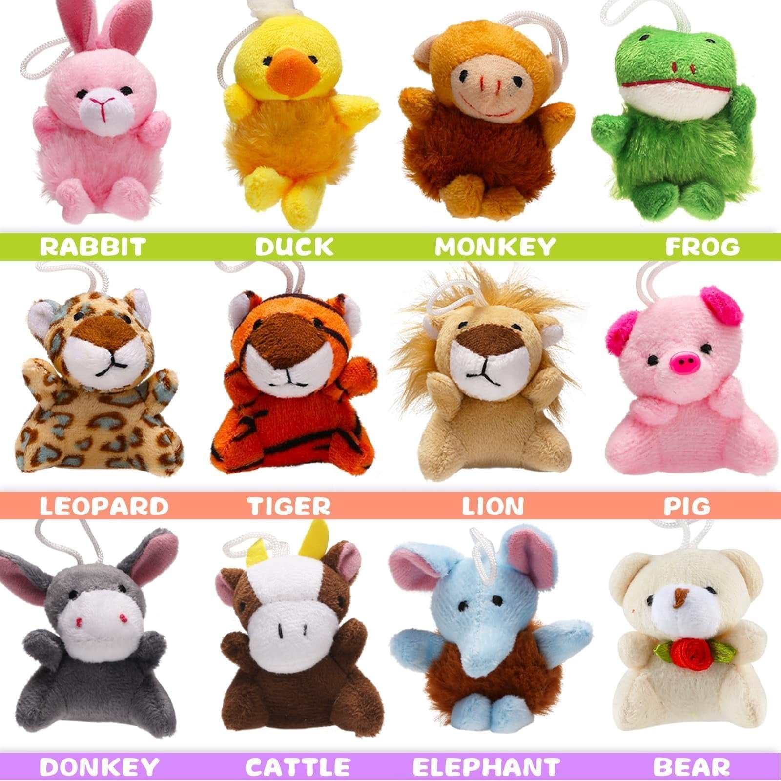 38-pack mini stuffed animals plush toys assortment with jungle animal designs, 2.5-3 inches each
