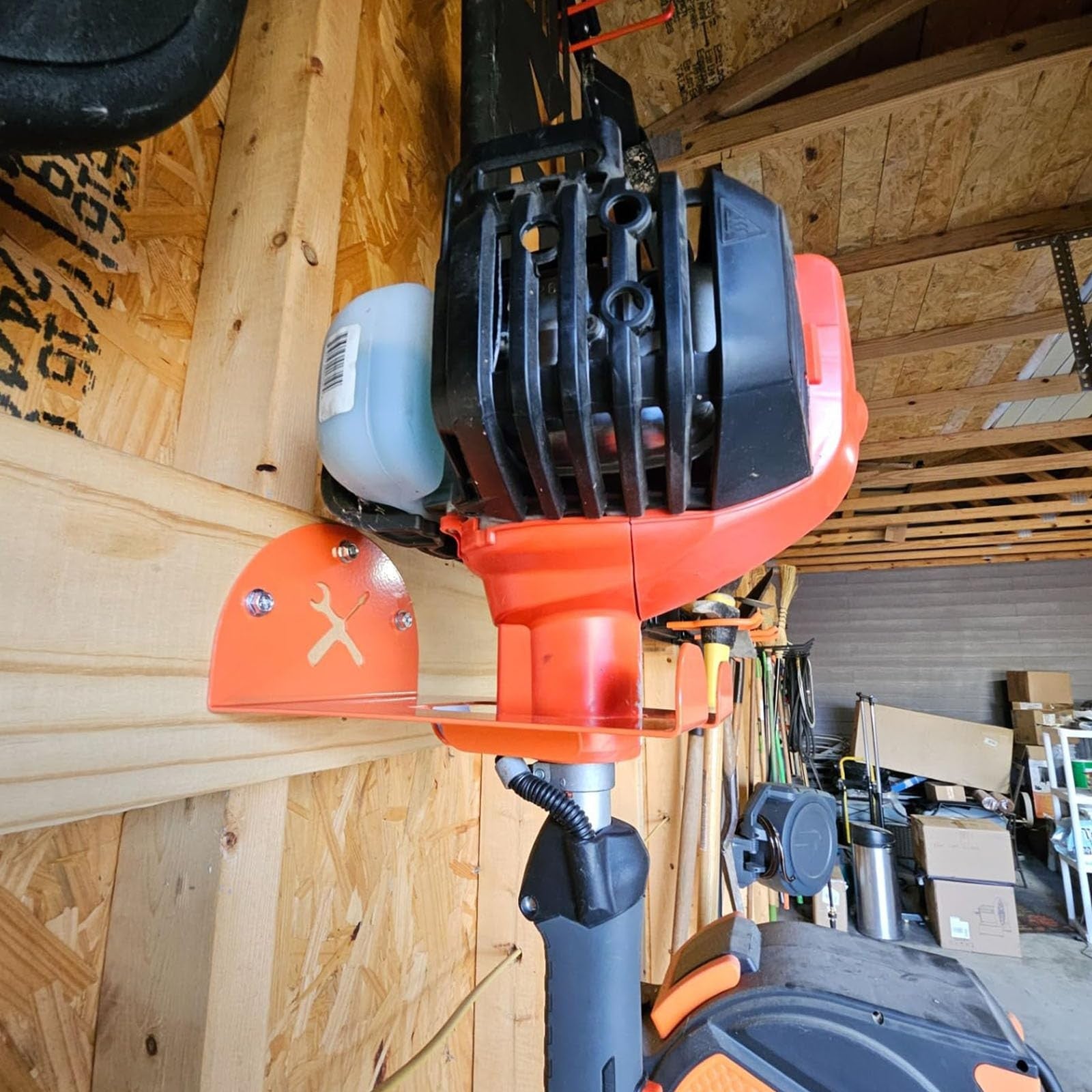 iulrtba upgraded wall mount trimmer rack for garage, heavy-duty 8-inch weed eater hanger for organized tool storage