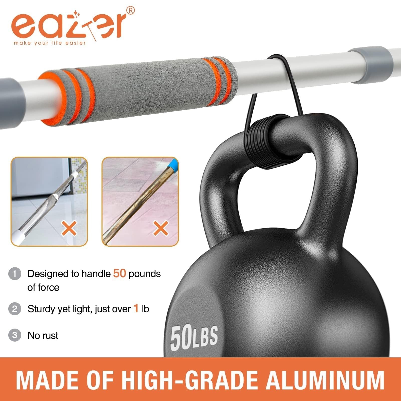 Eazer 2-in-1 window squeegee cleaner tool with 62-inch extension for easy glass cleaning and streak-free shine.