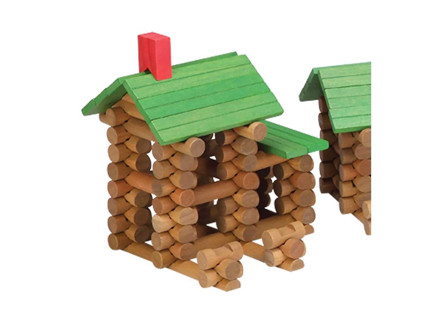 Maxim Enterprise Tumble Tree Timbers wood building set with 450 pieces, including logs and construction parts for creative building.