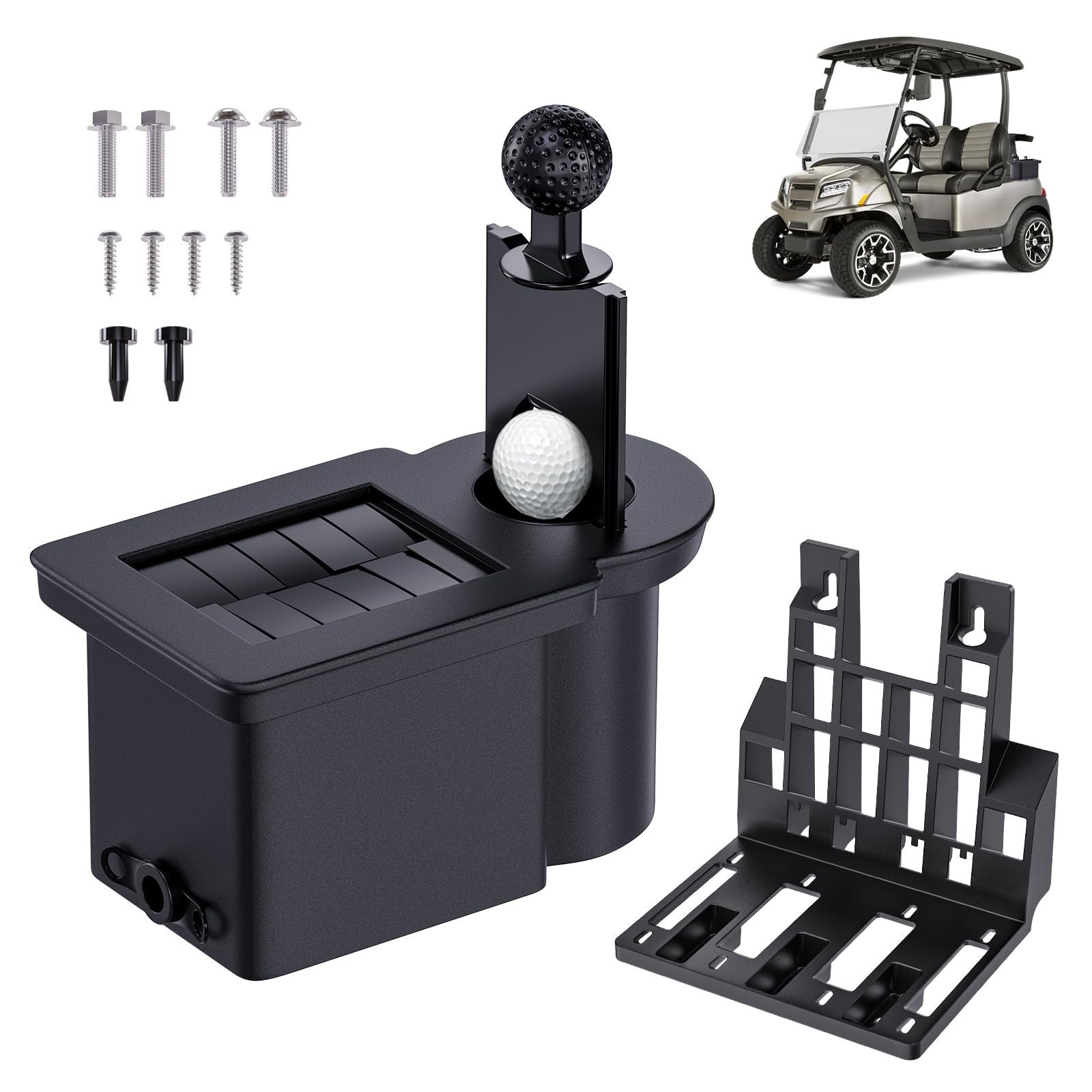 Drive Up golf cart ball washer and club cleaner kit for Club Car Precedent and Tempo golf carts, with cleaning brushes and equipment.