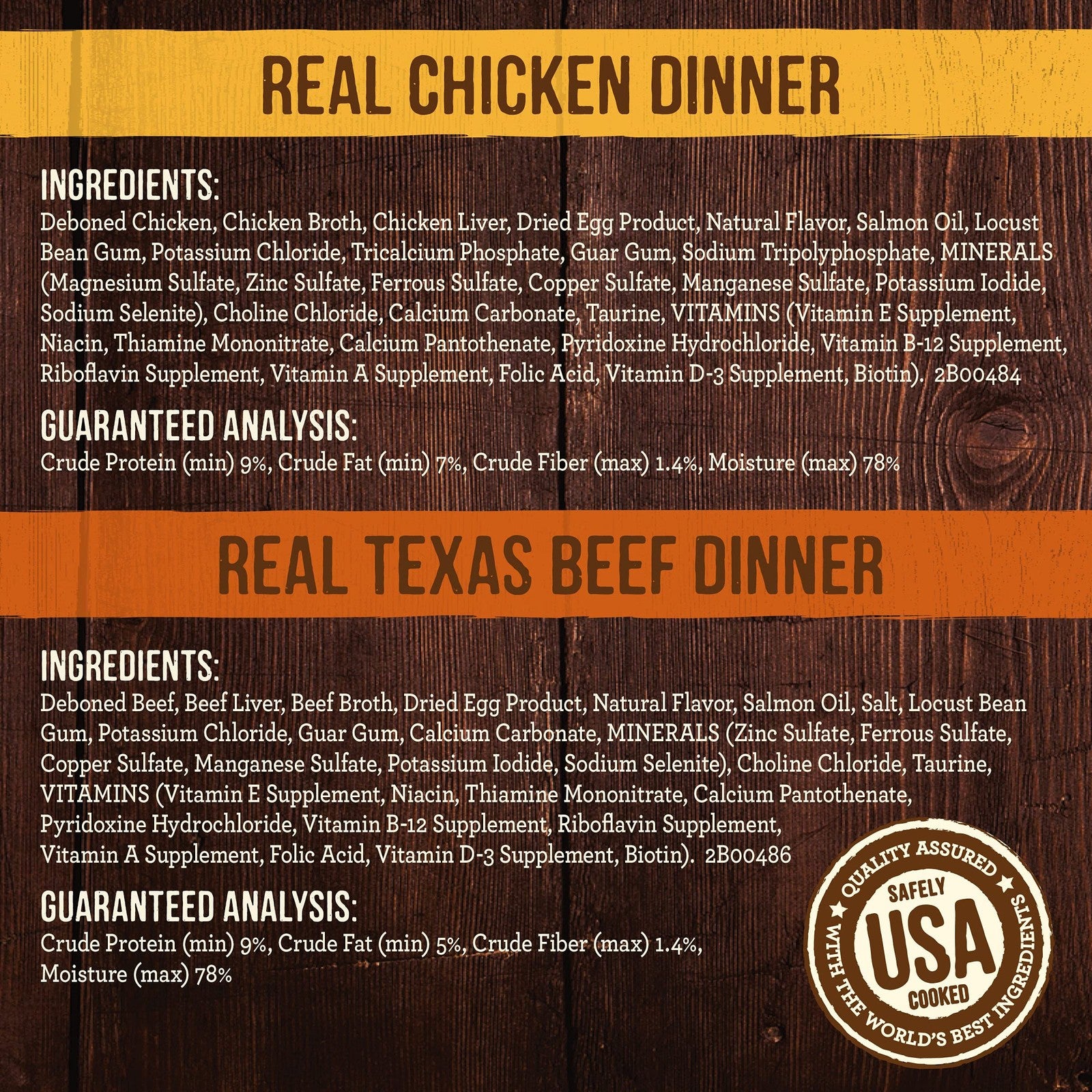 Canned dog food Merrick Grain Free Beef and Chicken Variety Pack in 9.5lb pack, featuring cans with beef and chicken flavors.