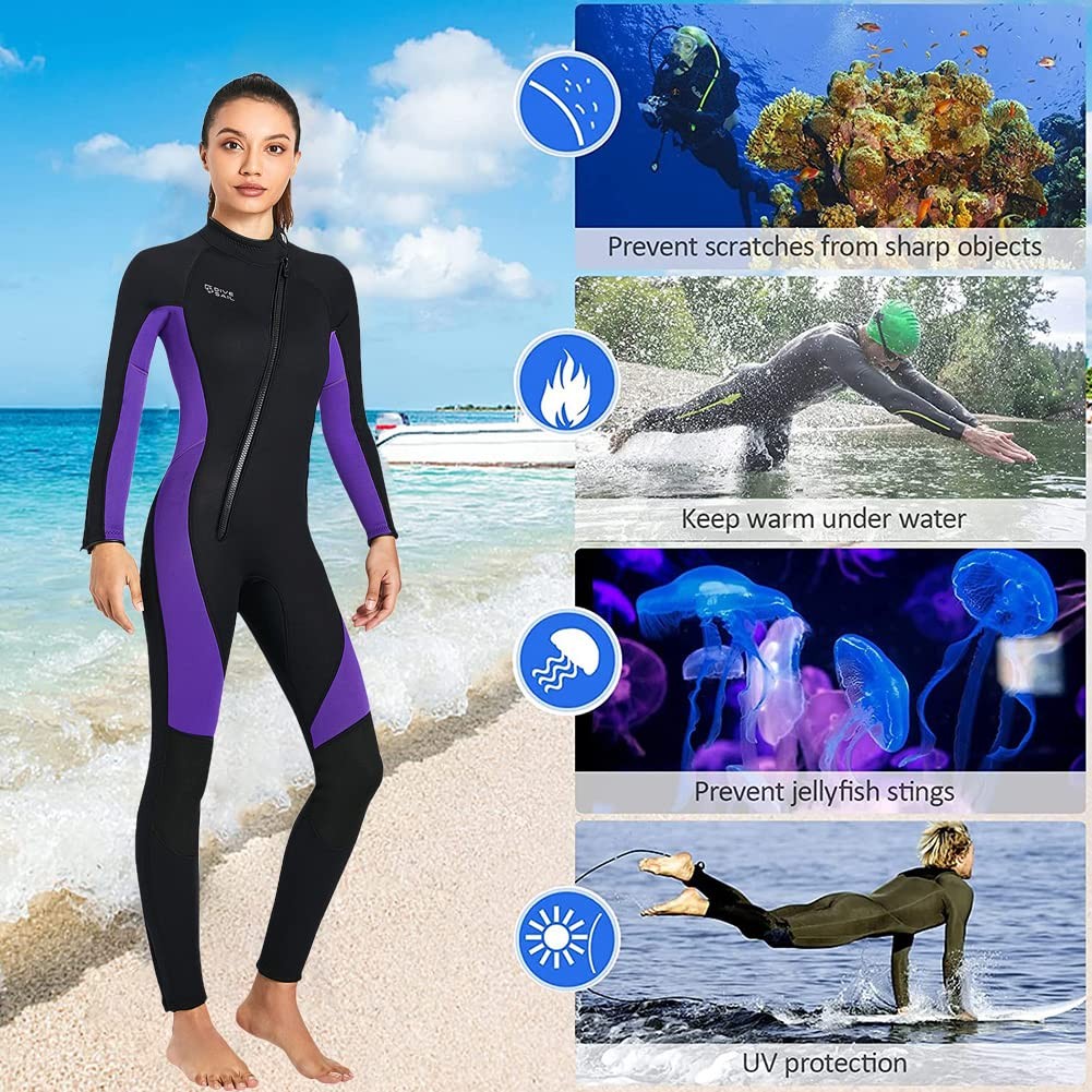 Skyone full-body 3mm neoprene wetsuit for men and women, designed for diving and water sports activities.