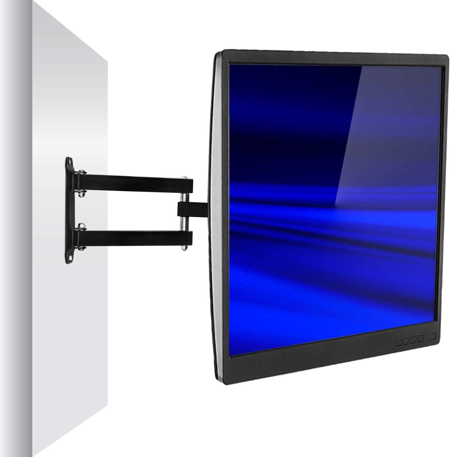 Mount-It! full motion TV wall mount bracket for 23-55 inch LCD and LED 4K TVs, showing swivel and tilt features.