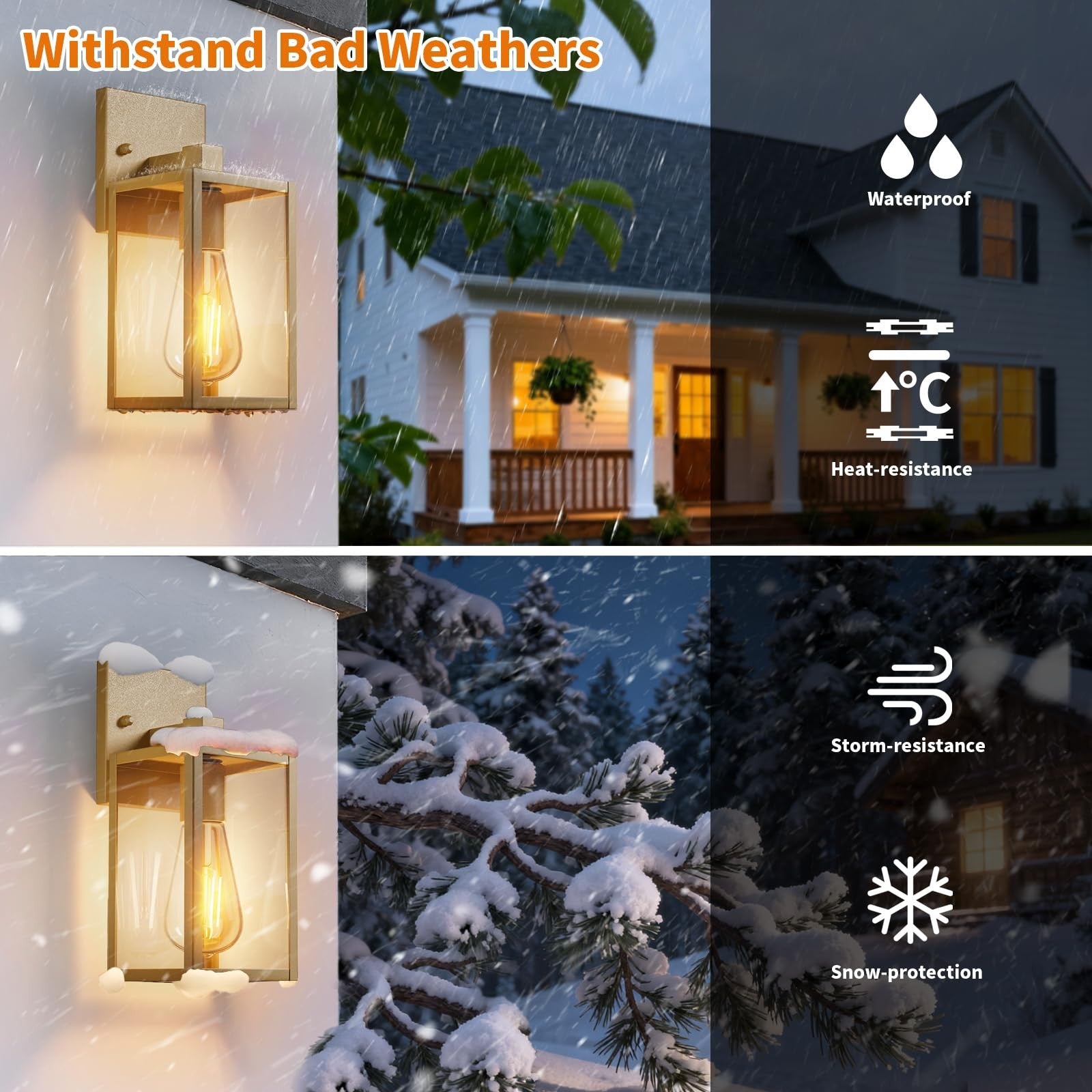 Modern FNYUSLET outdoor wall mount light fixture with waterproof front porch design and sleek exterior finish.