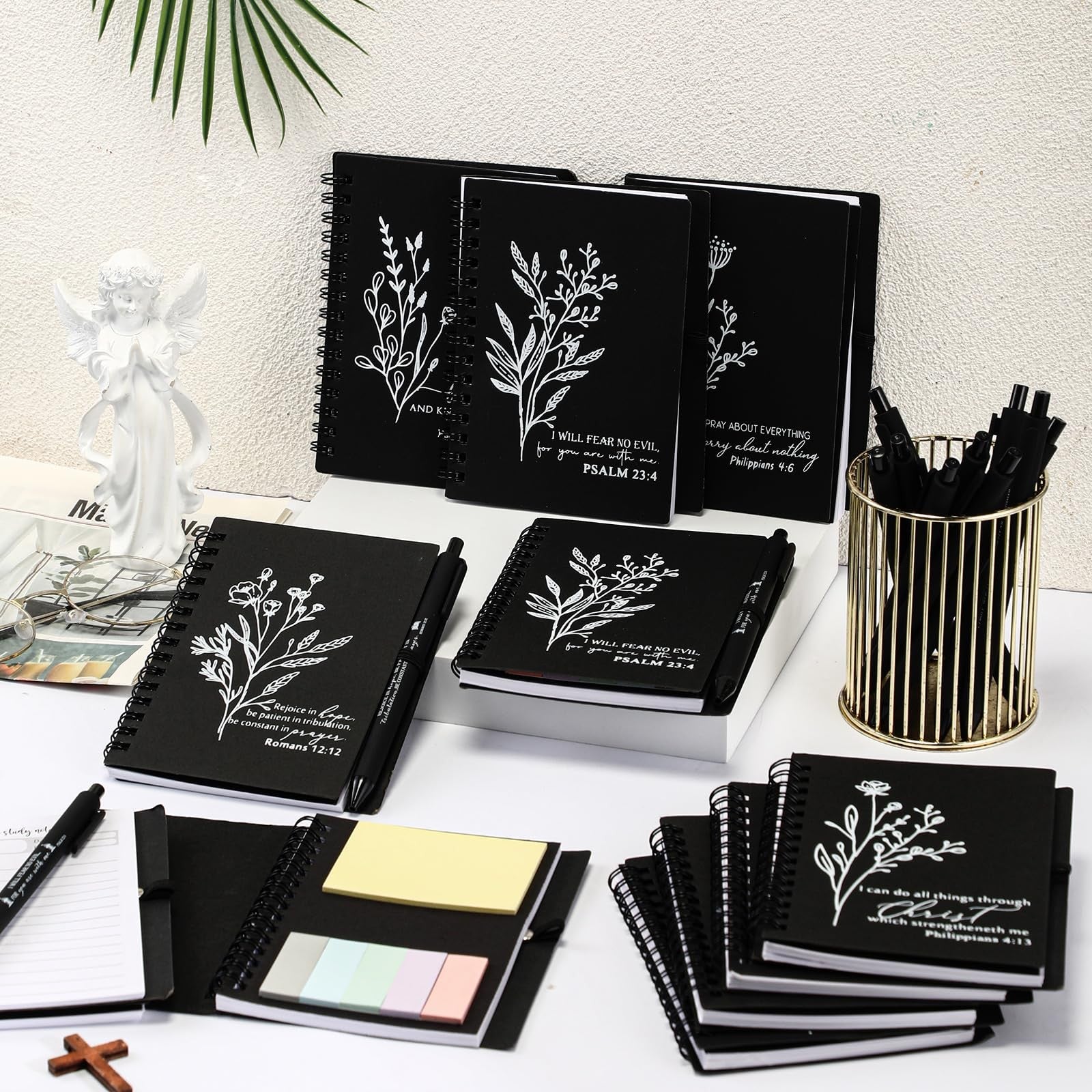 Resurhang Christian gift Bible study notebook with 40 pages and a matching Christian pen, featuring decorative religious design.