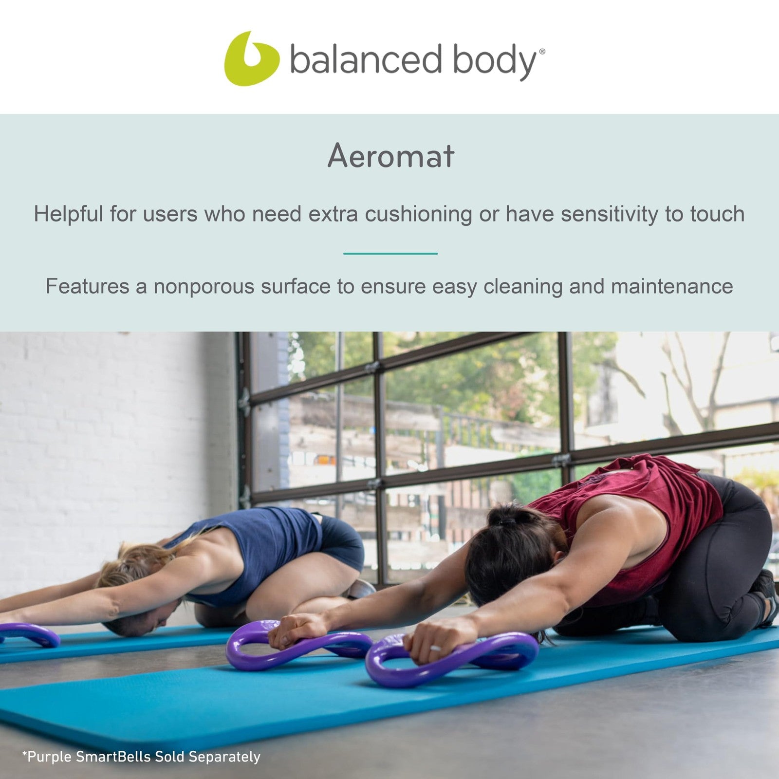 Balanced Body Aeromat Pilates and Yoga Mat, extra-thick floor exercise mat with textured surface for stability and comfort during workouts