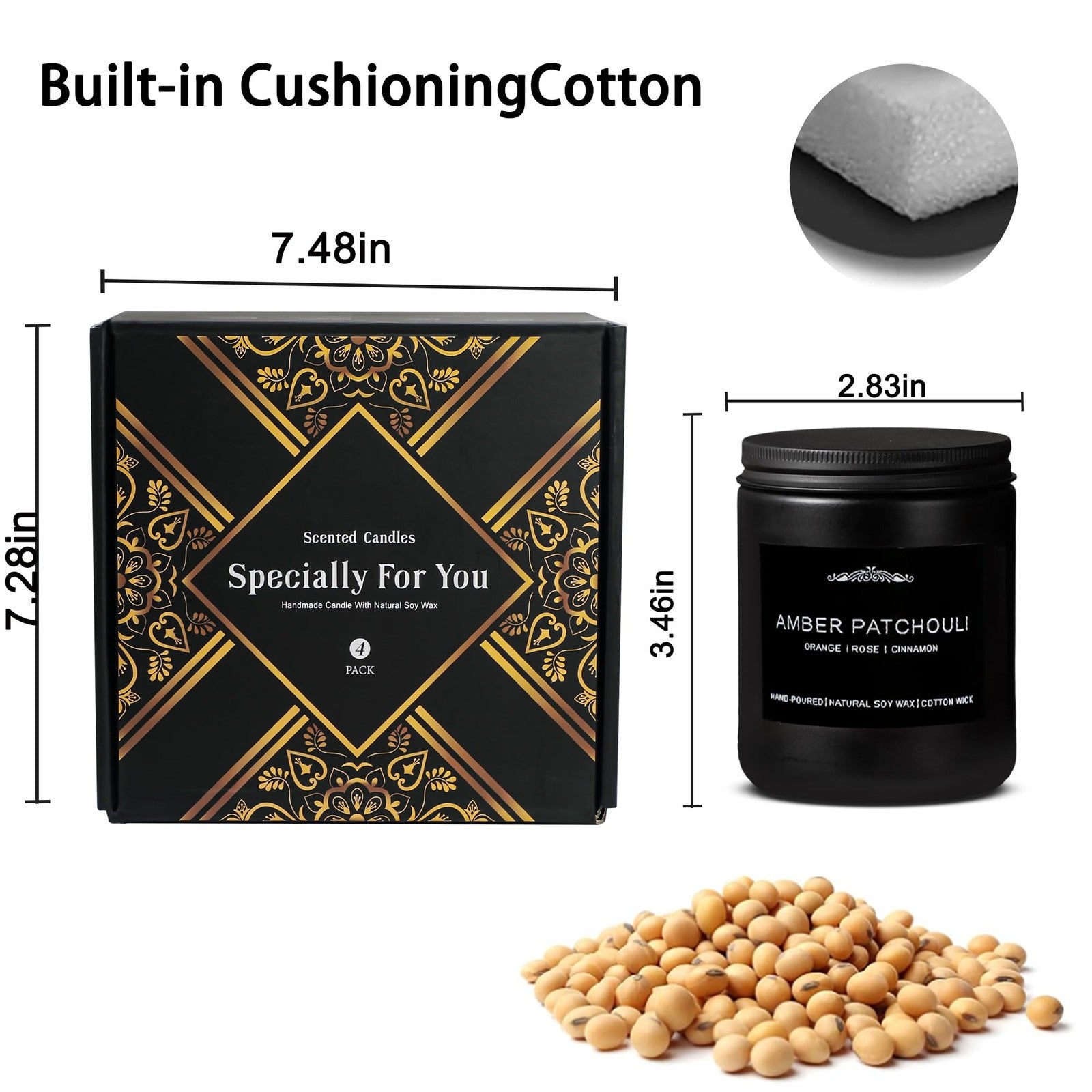 Inayou men's candle gift set with a 28oz soy wax candle, masculine scent, long-lasting up to 200 hours, in a stylish jar