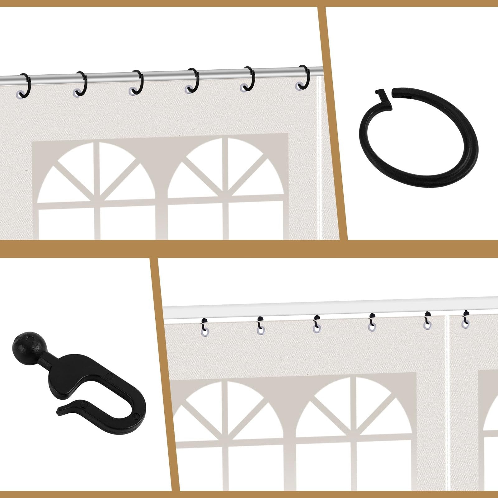 Unbranded Aonear gazebo privacy curtains with PVC windows, 10x12 feet, four-panel side walls with zippers for outdoor shelter.