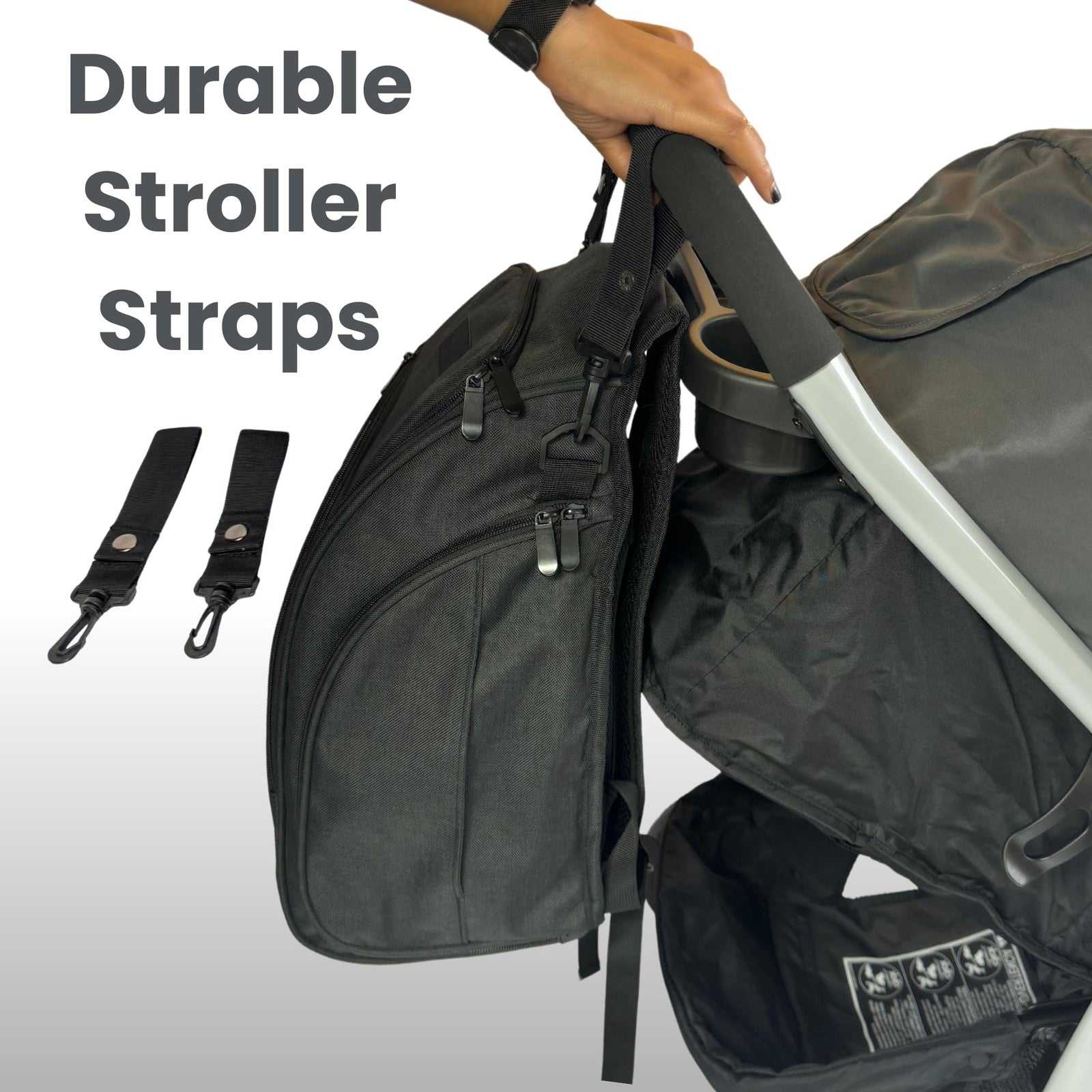 JOHAR Diaper Backpack in black polyester with spacious compartments, waterproof fabric, insulated bottle pocket, and changing pad.