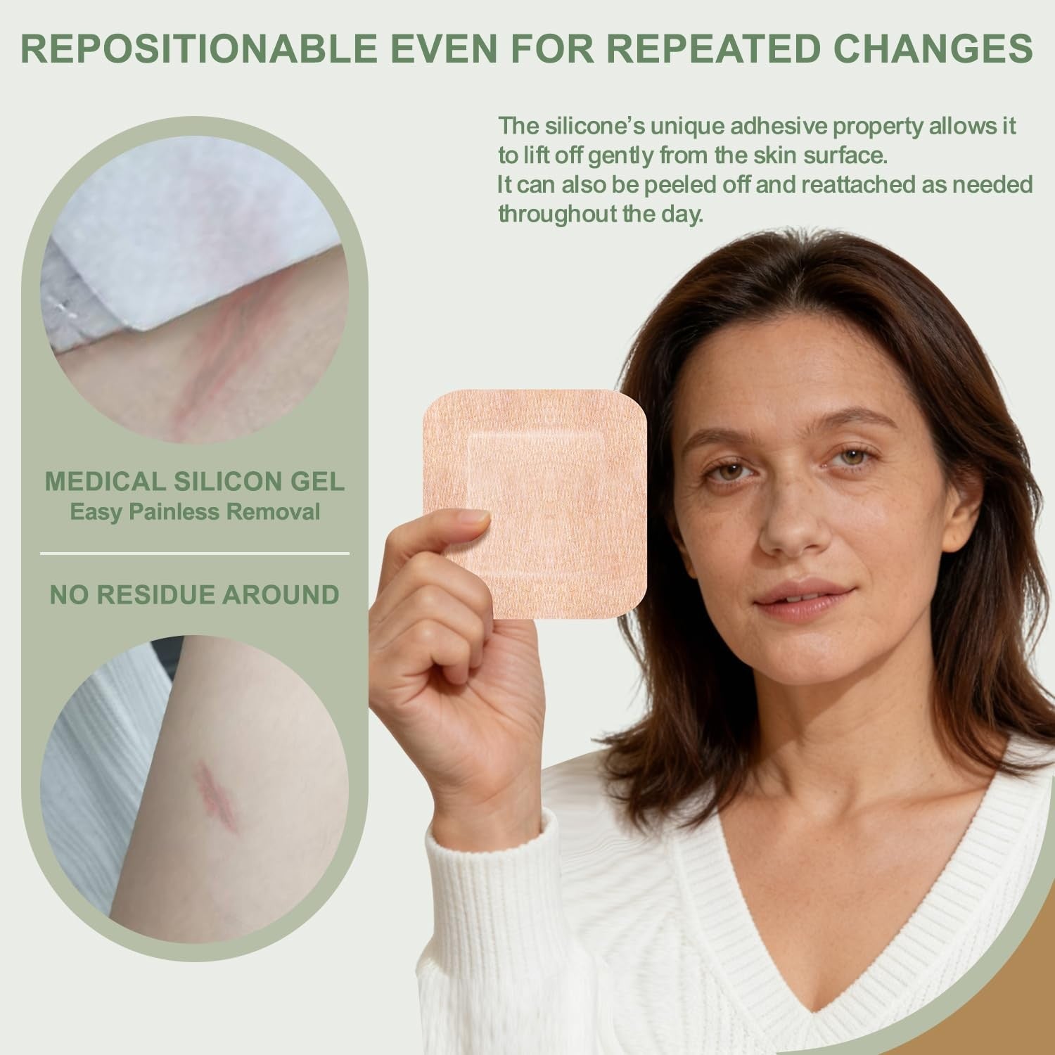 Hysimedy silicone adhesive bandages in extra large size, designed for sensitive, fragile skin, shown on a skin surface.