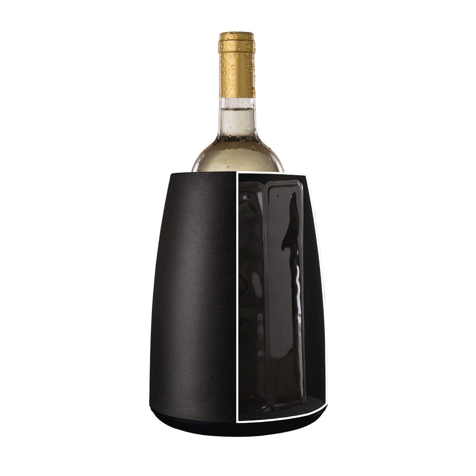 Vacu Vin Elegant Black wine cooler with active bottle chiller, designed to keep wine bottles cold.