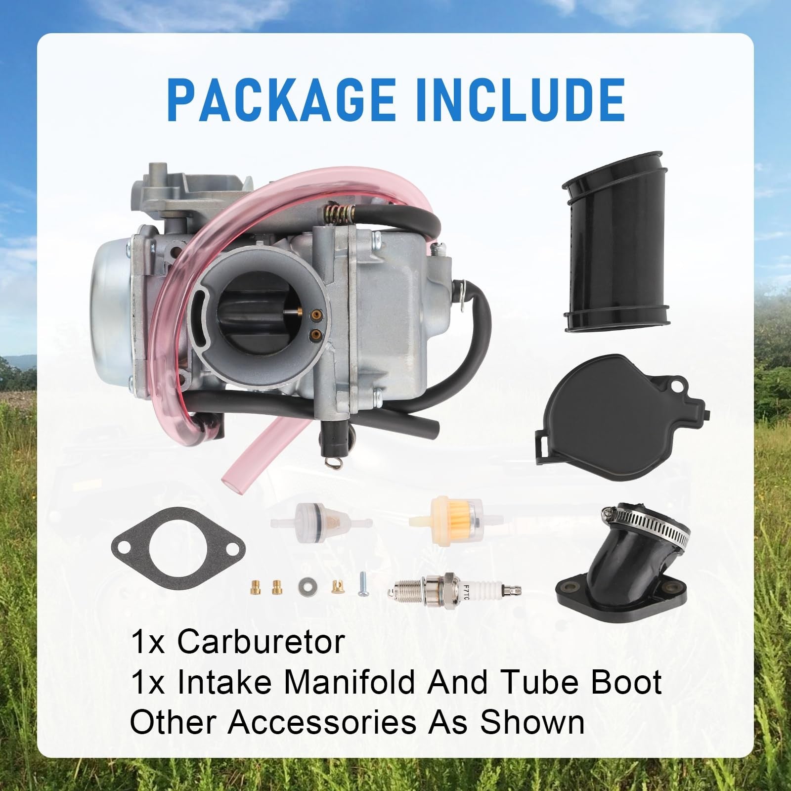 RADHLBNIU carburetor for Arctic Cat 250 and 300 ATV models, showing the detailed metal component with mounting parts.