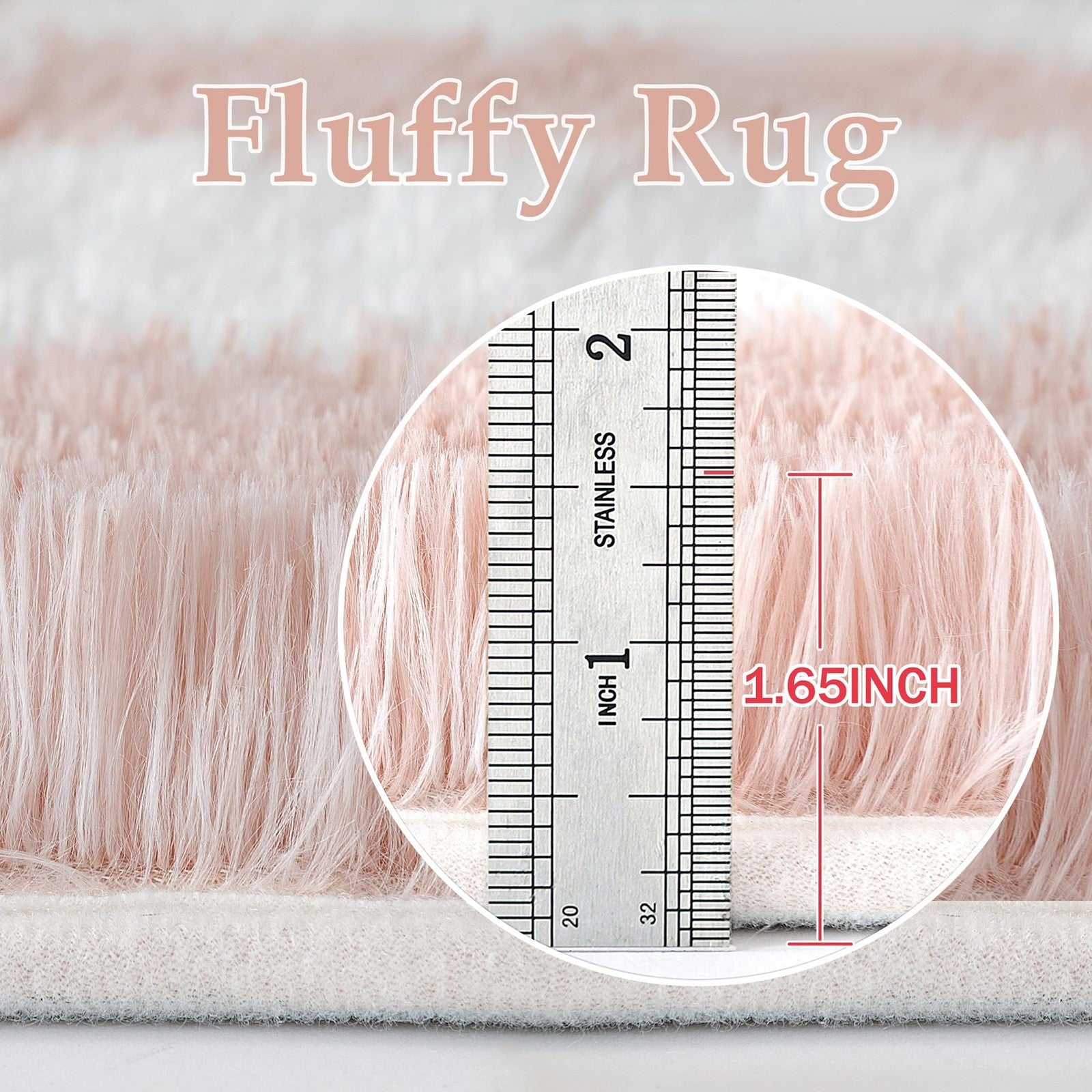 Pink and white checkered Hugear shag rug measuring 5x7, soft and fluffy for modern living room decor.