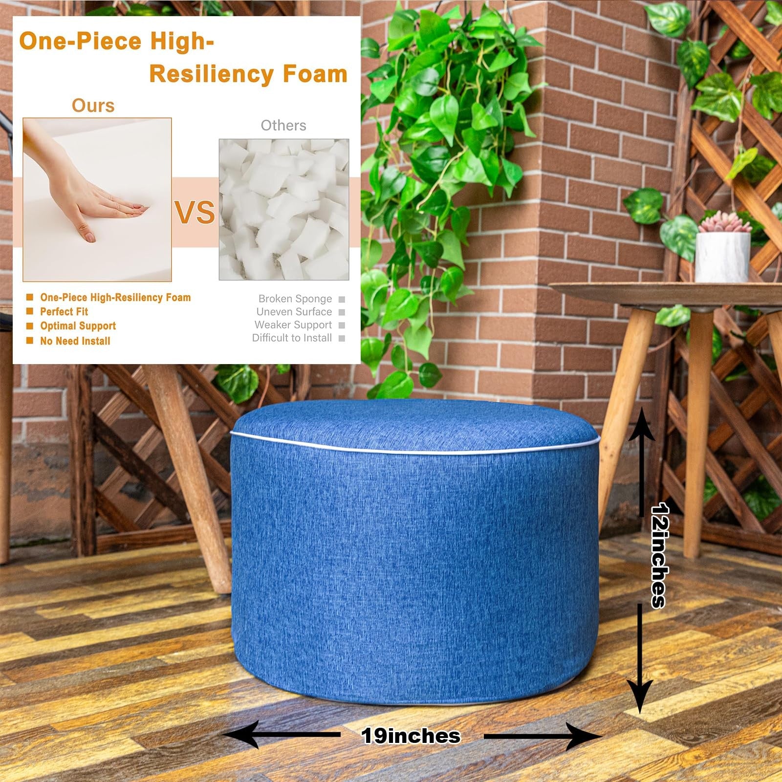 AbunHeri outdoor ottoman in lightwei color, 19x12 inch modern patio ottoman with a sleek design and sturdy construction.