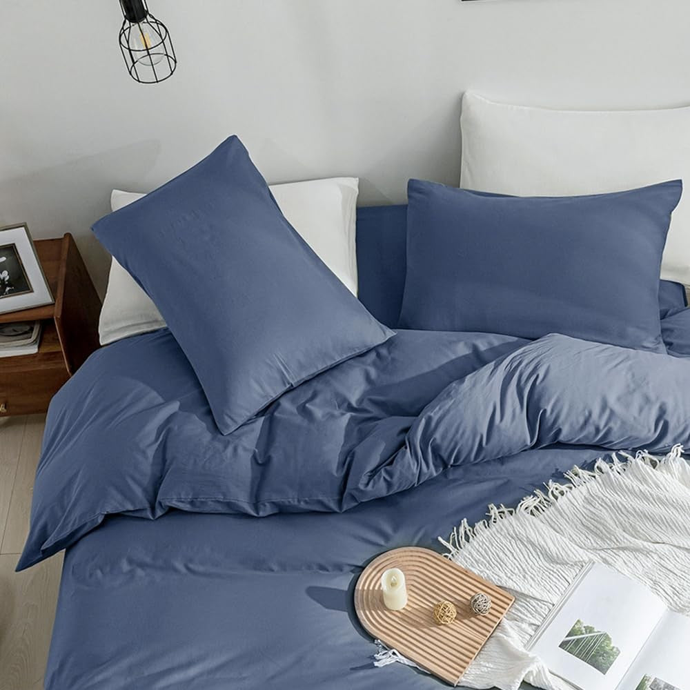 Jellymoni queen size bedding duvet cover in 100% washed cotton linen-like fabric with a soft, textured appearance and neutral color.